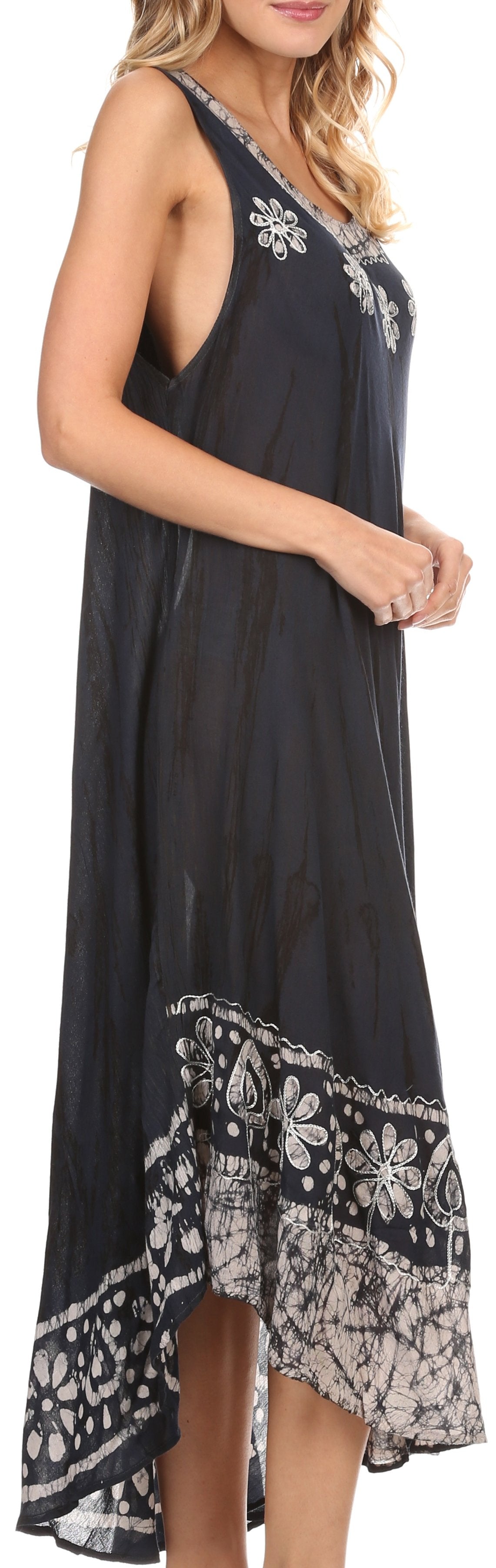 Sakkas - Alexis Embroidered Long Sleeveless Floral Caftan