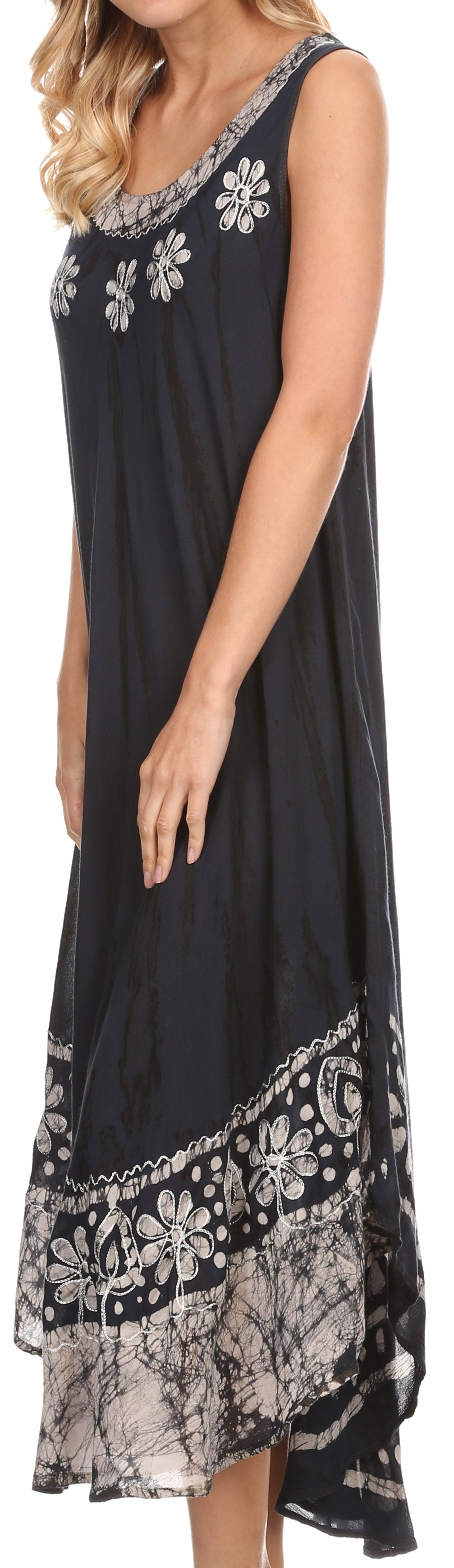 Sakkas - Alexis Embroidered Long Sleeveless Floral Caftan
