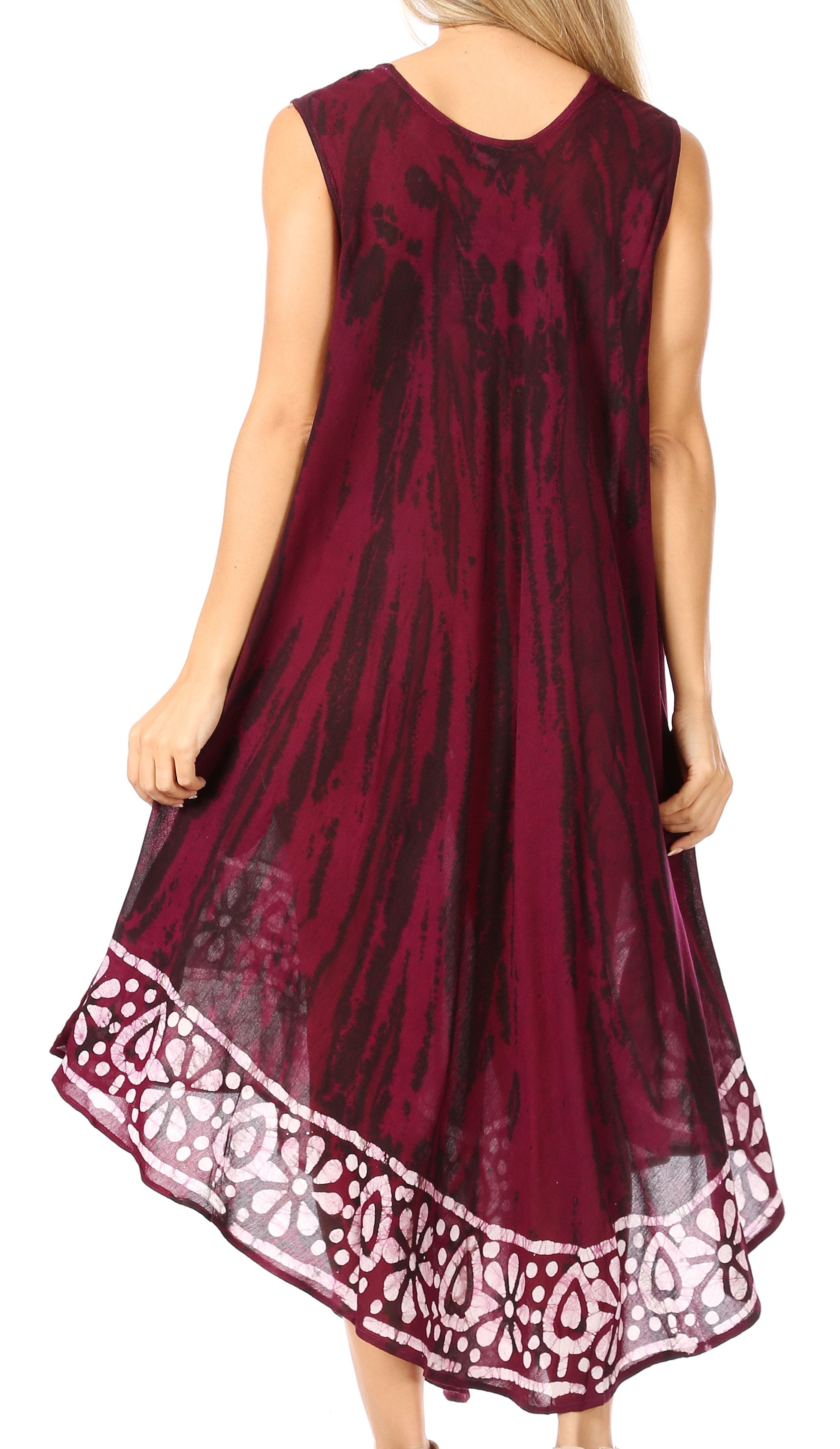 Sakkas - Alexis Embroidered Long Sleeveless Floral Caftan
