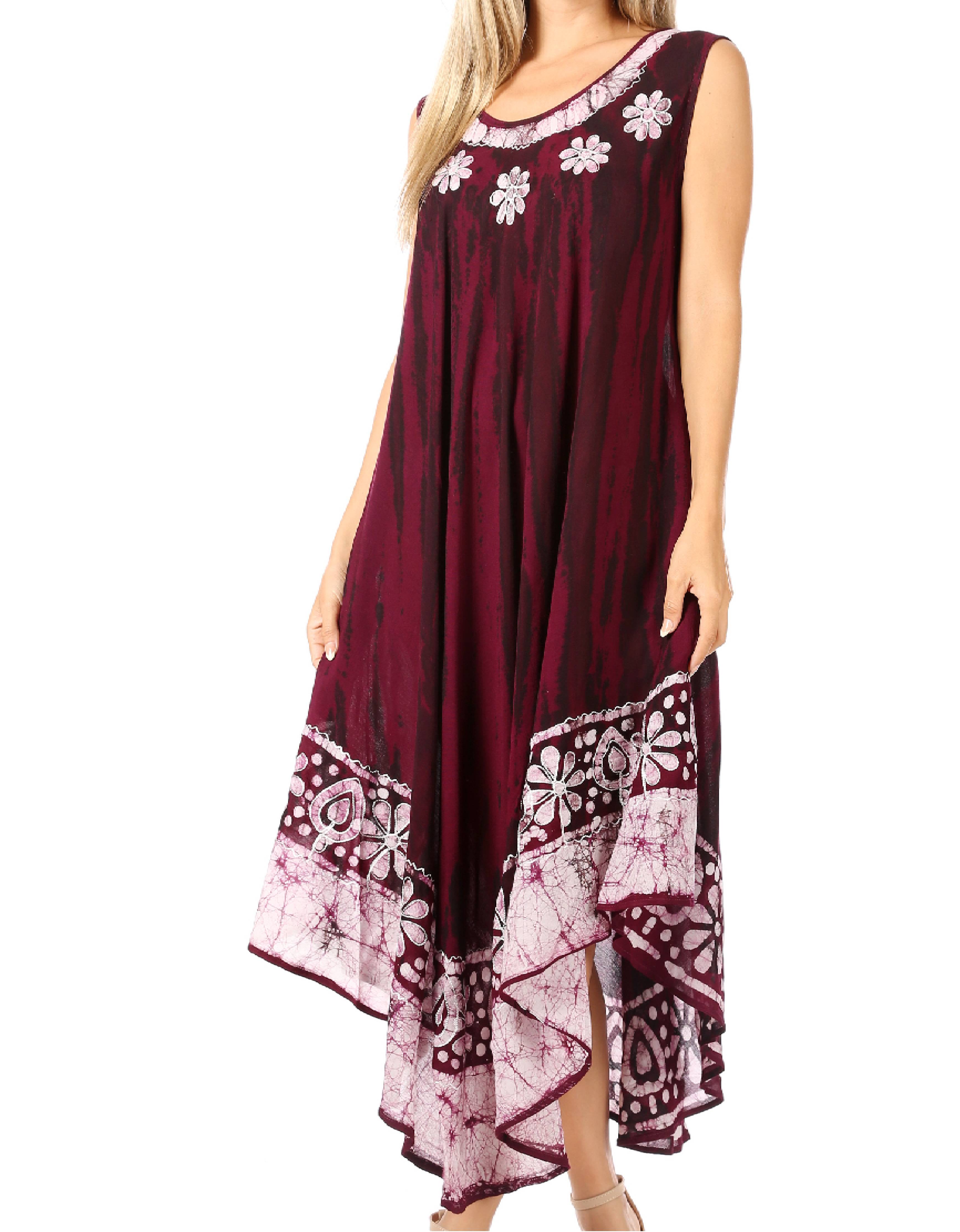 Sakkas - Alexis Embroidered Long Sleeveless Floral Caftan
