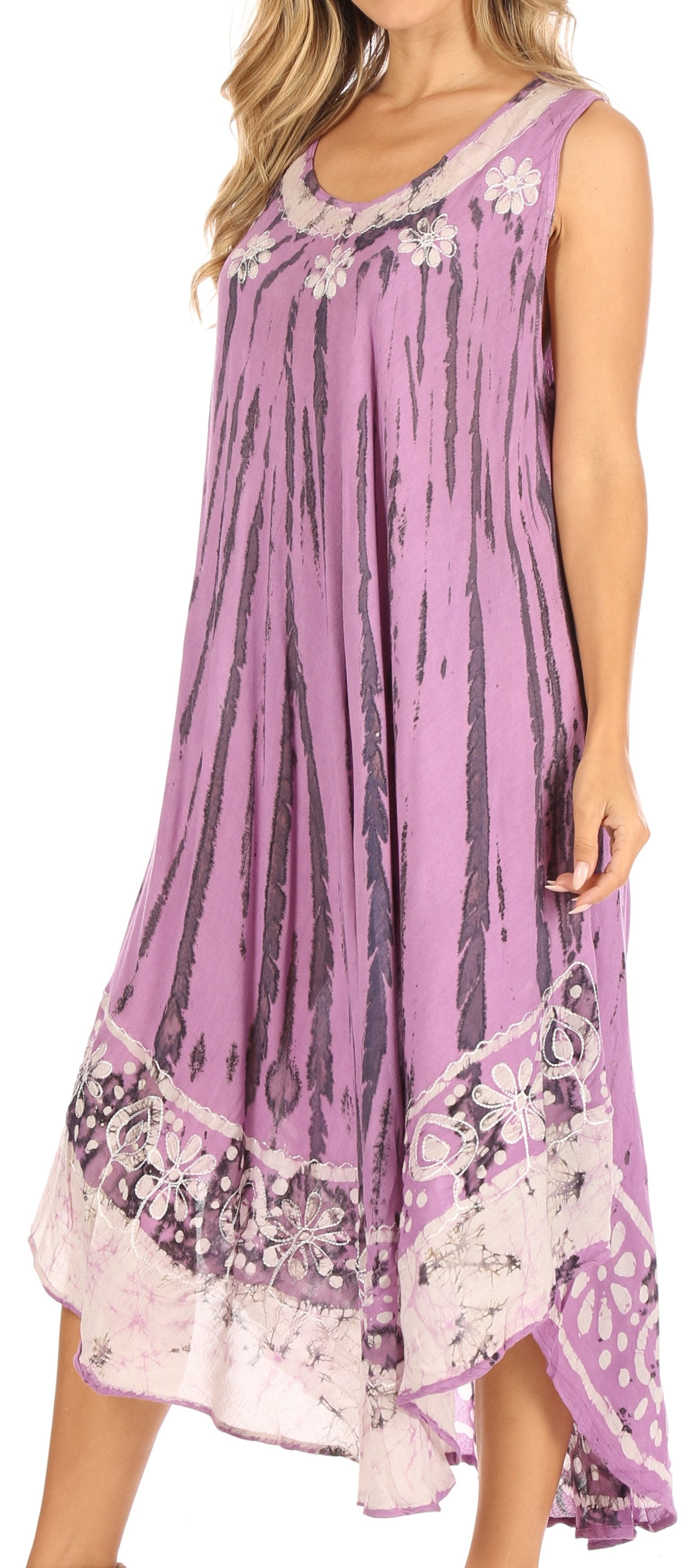 Sakkas - Alexis Embroidered Long Sleeveless Floral Caftan