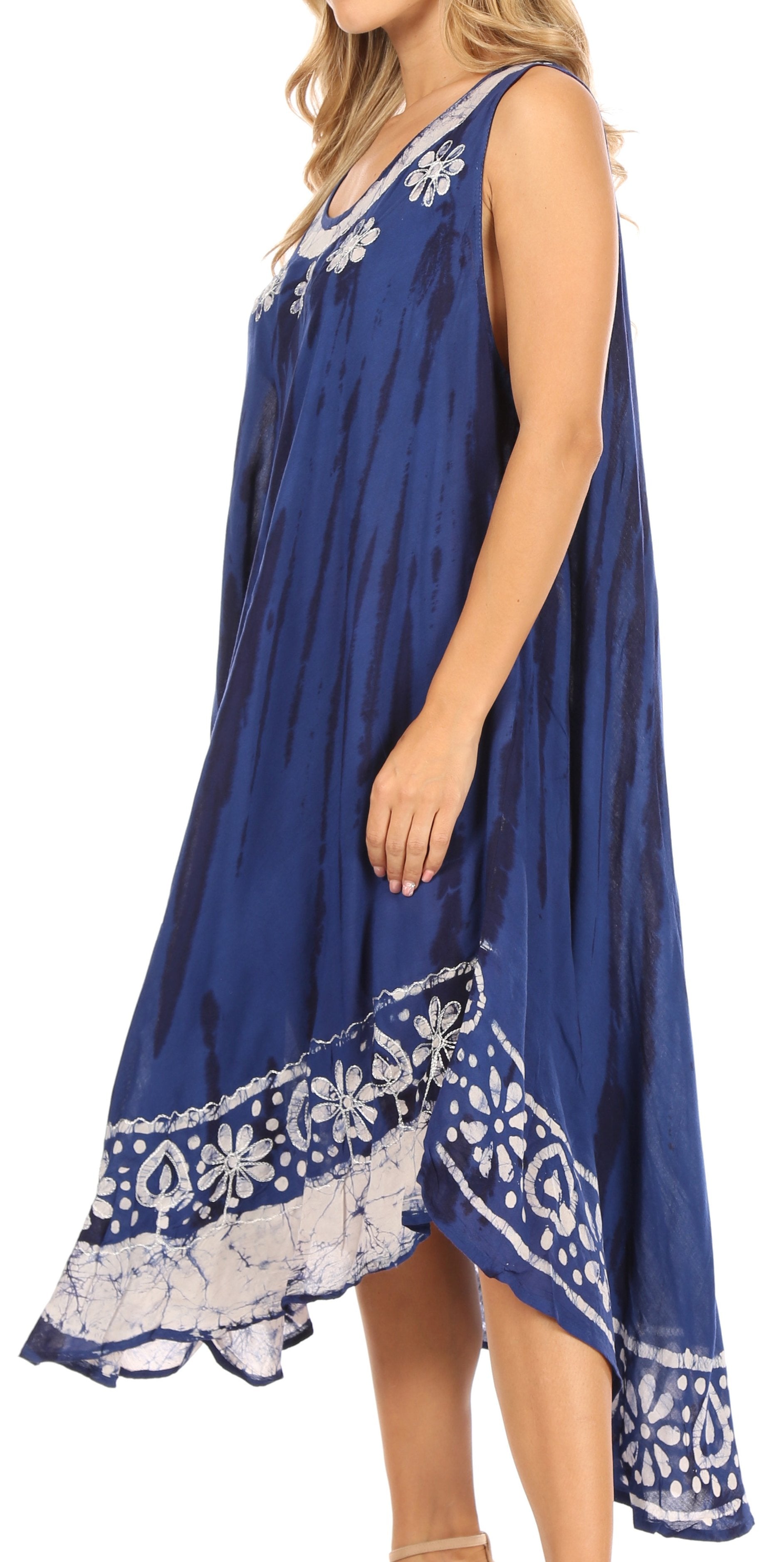 Sakkas - Alexis Embroidered Long Sleeveless Floral Caftan