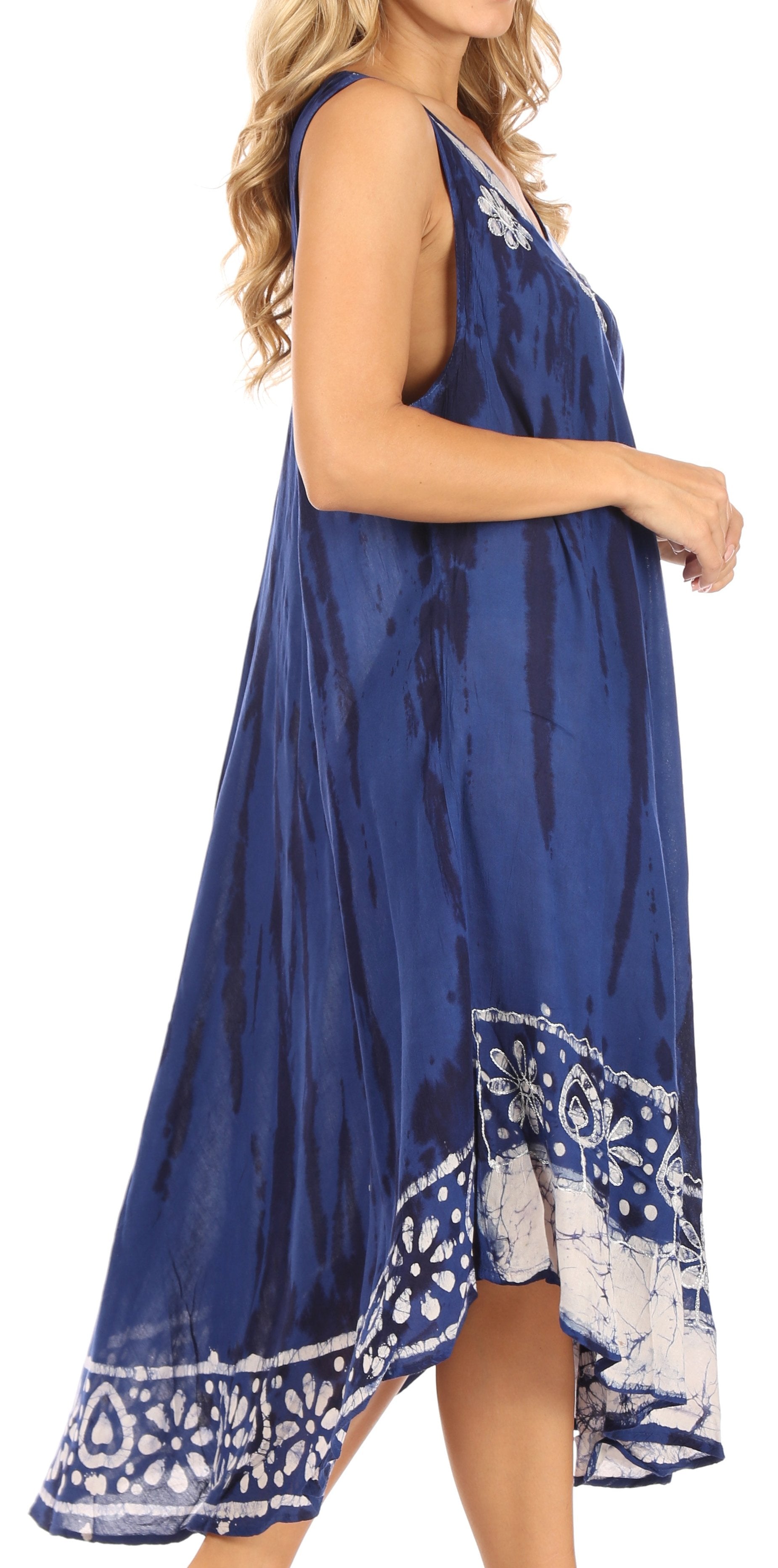 Sakkas - Alexis Embroidered Long Sleeveless Floral Caftan