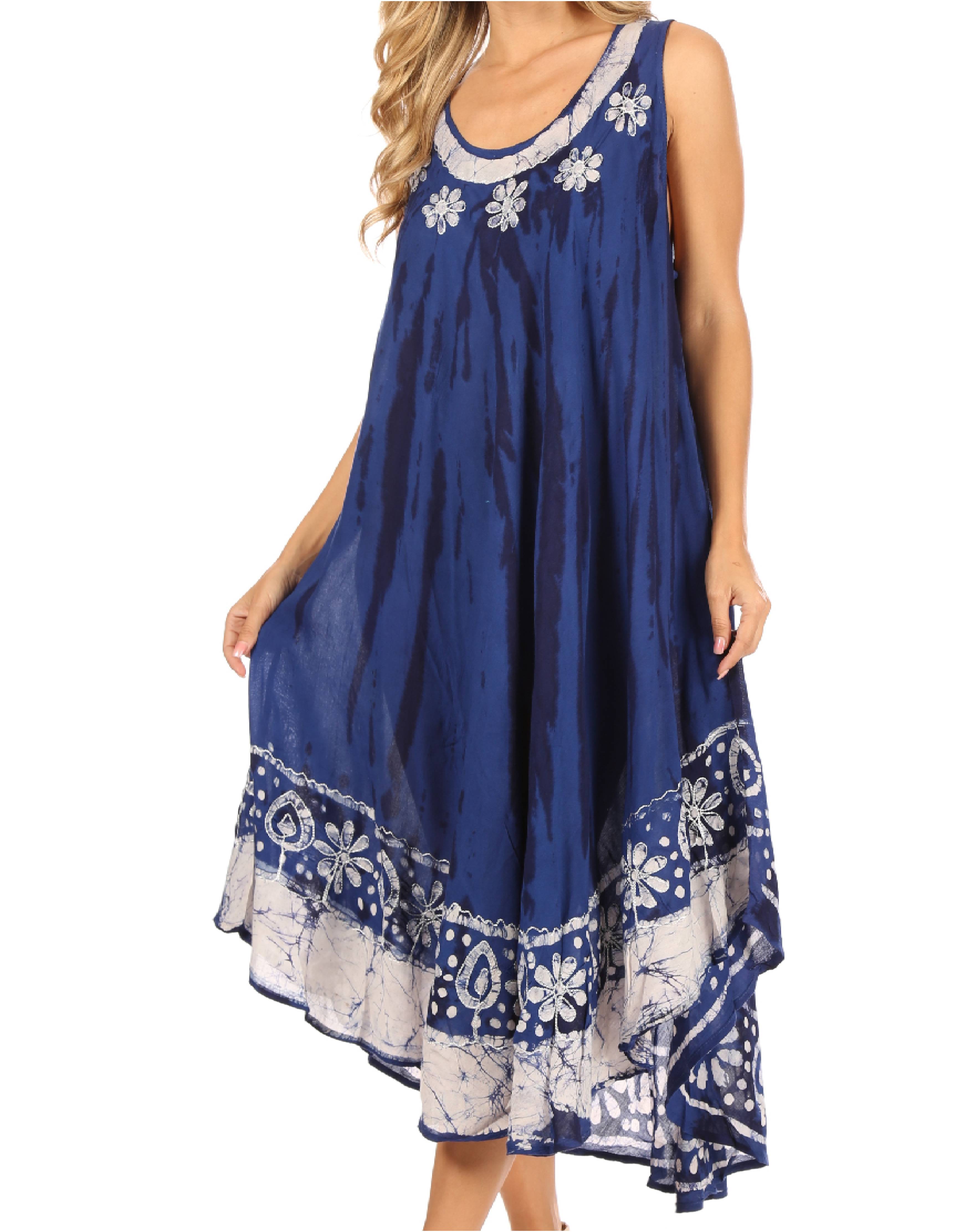 Sakkas - Alexis Embroidered Long Sleeveless Floral Caftan