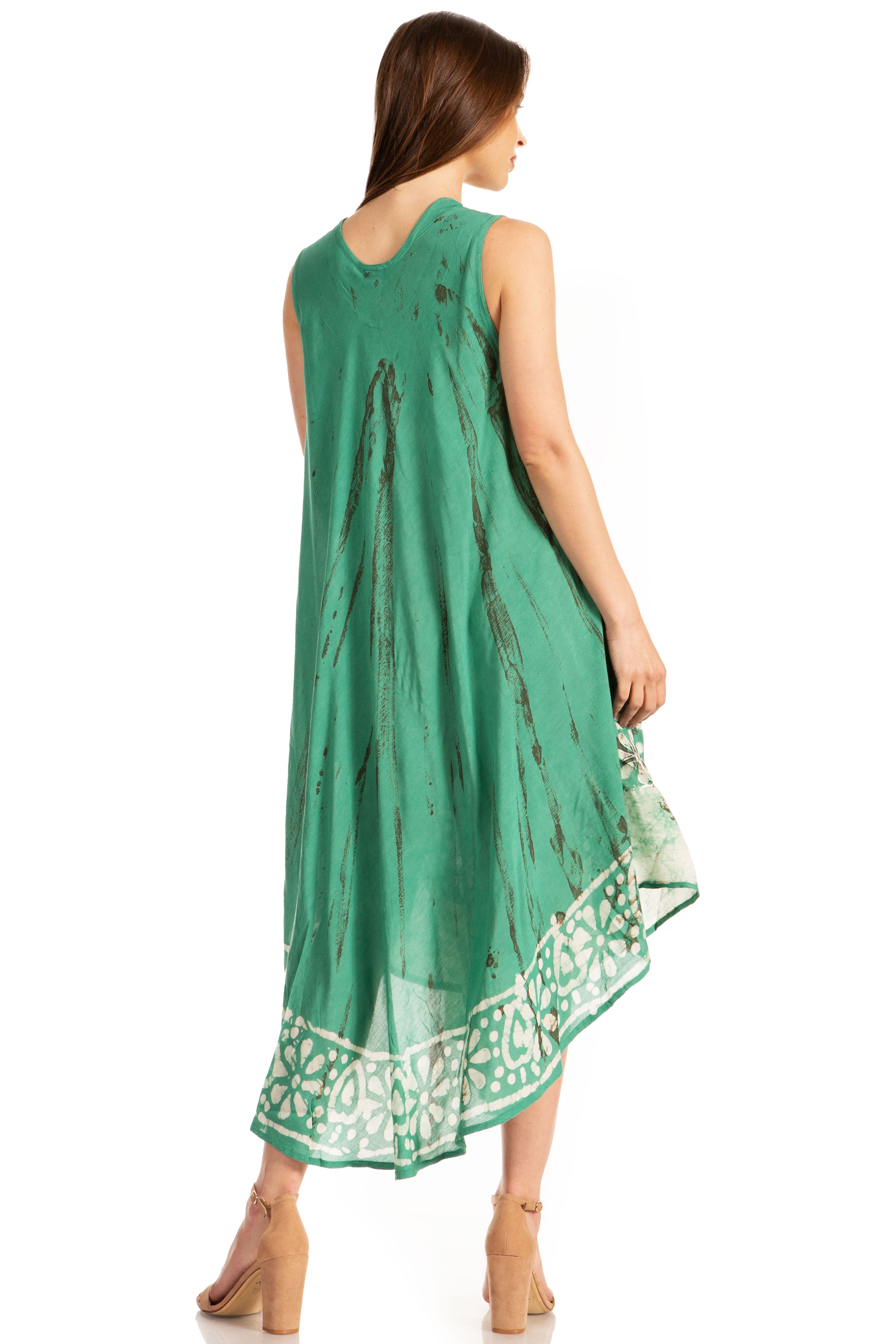 Sakkas - Alexis Embroidered Long Sleeveless Floral Caftan