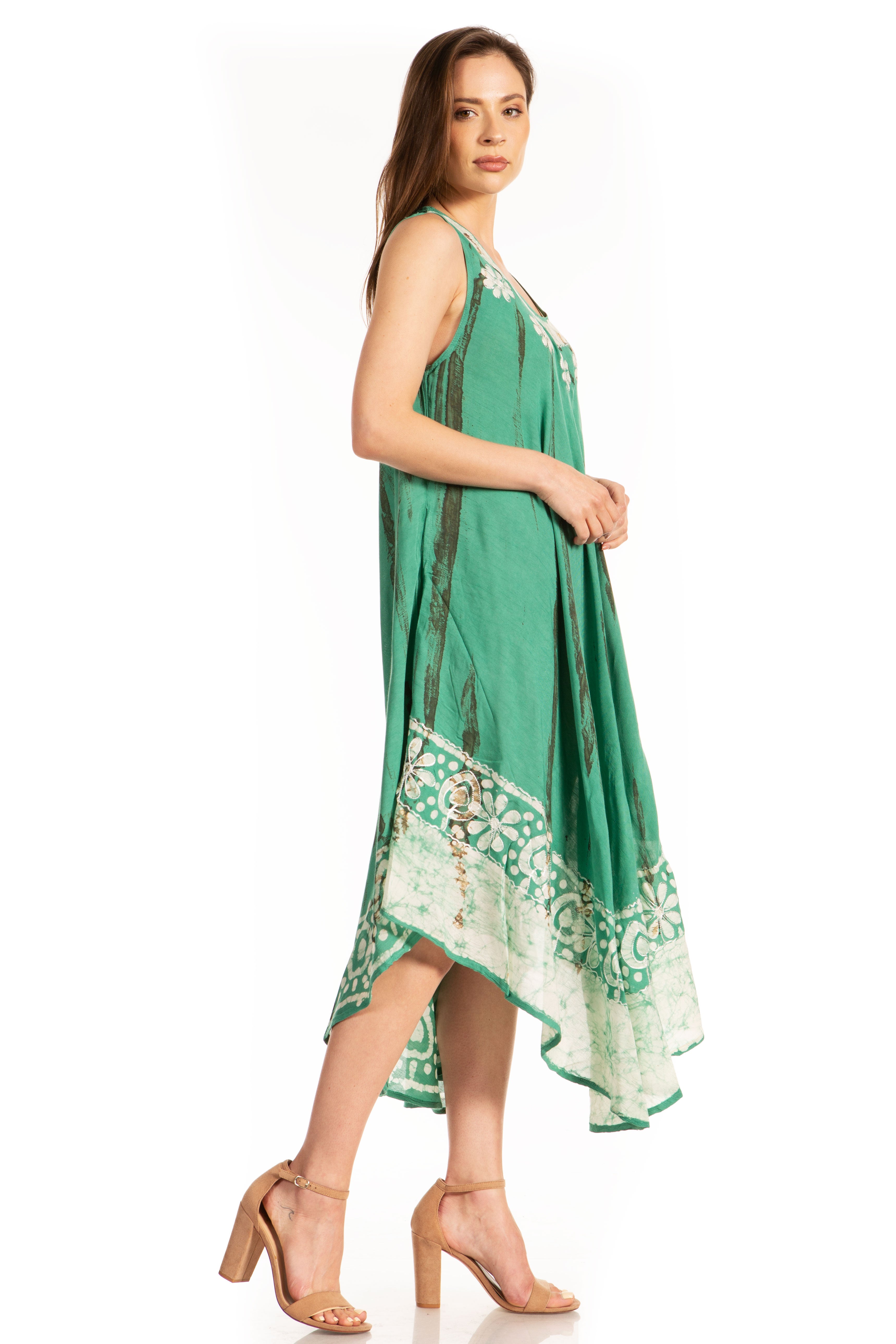 Sakkas - Alexis Embroidered Long Sleeveless Floral Caftan