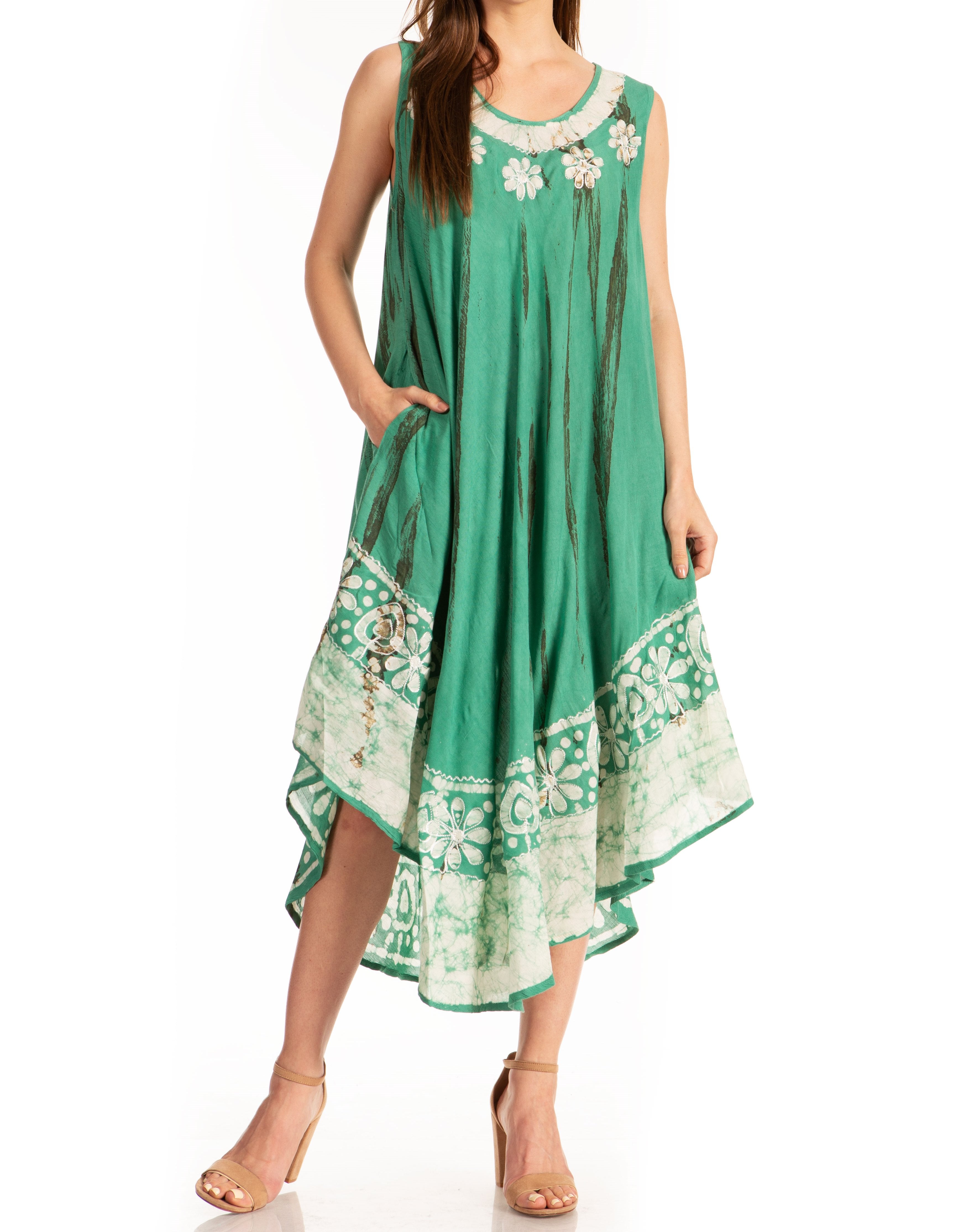 Sakkas - Alexis Embroidered Long Sleeveless Floral Caftan