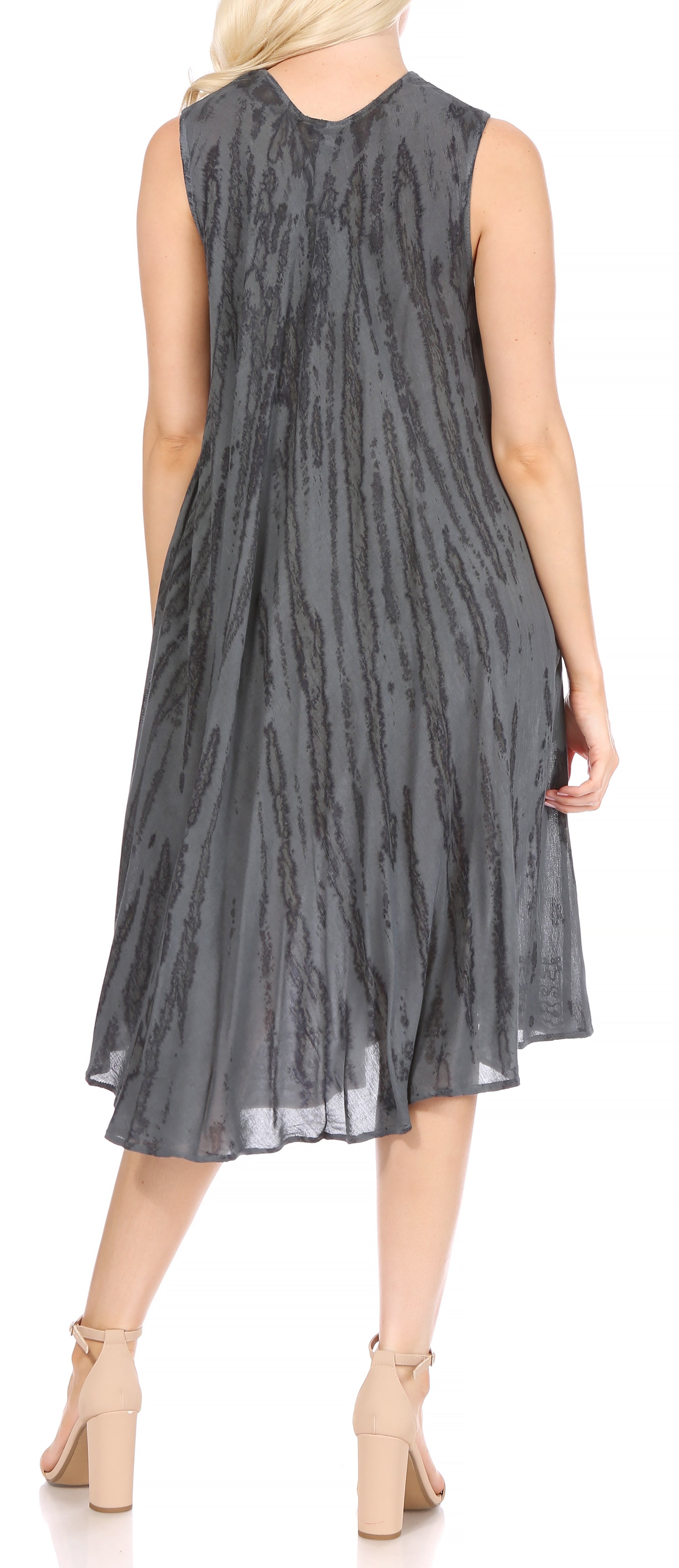 Sakkas - Nora Sleeveless Embroidered Short Tie Dye Caftan