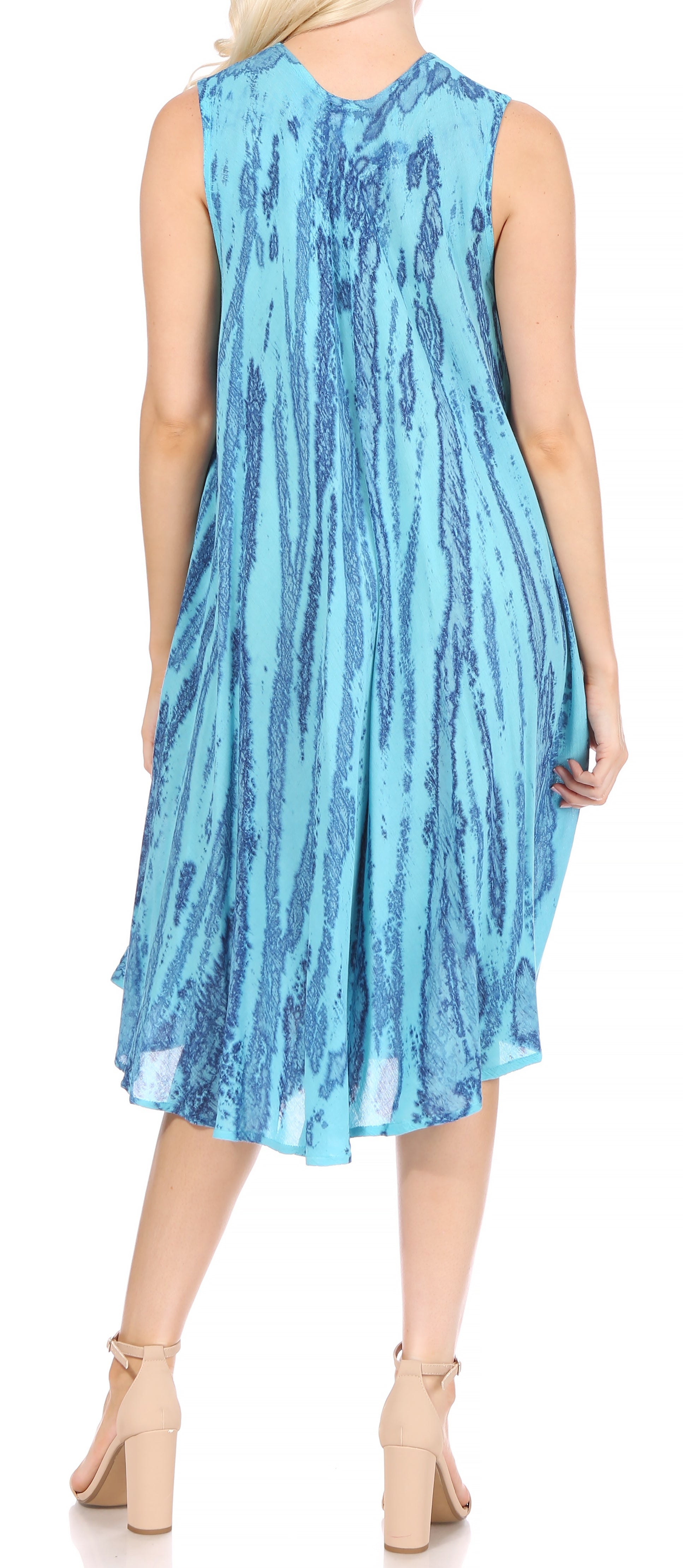 Sakkas - Nora Sleeveless Embroidered Short Tie Dye Caftan