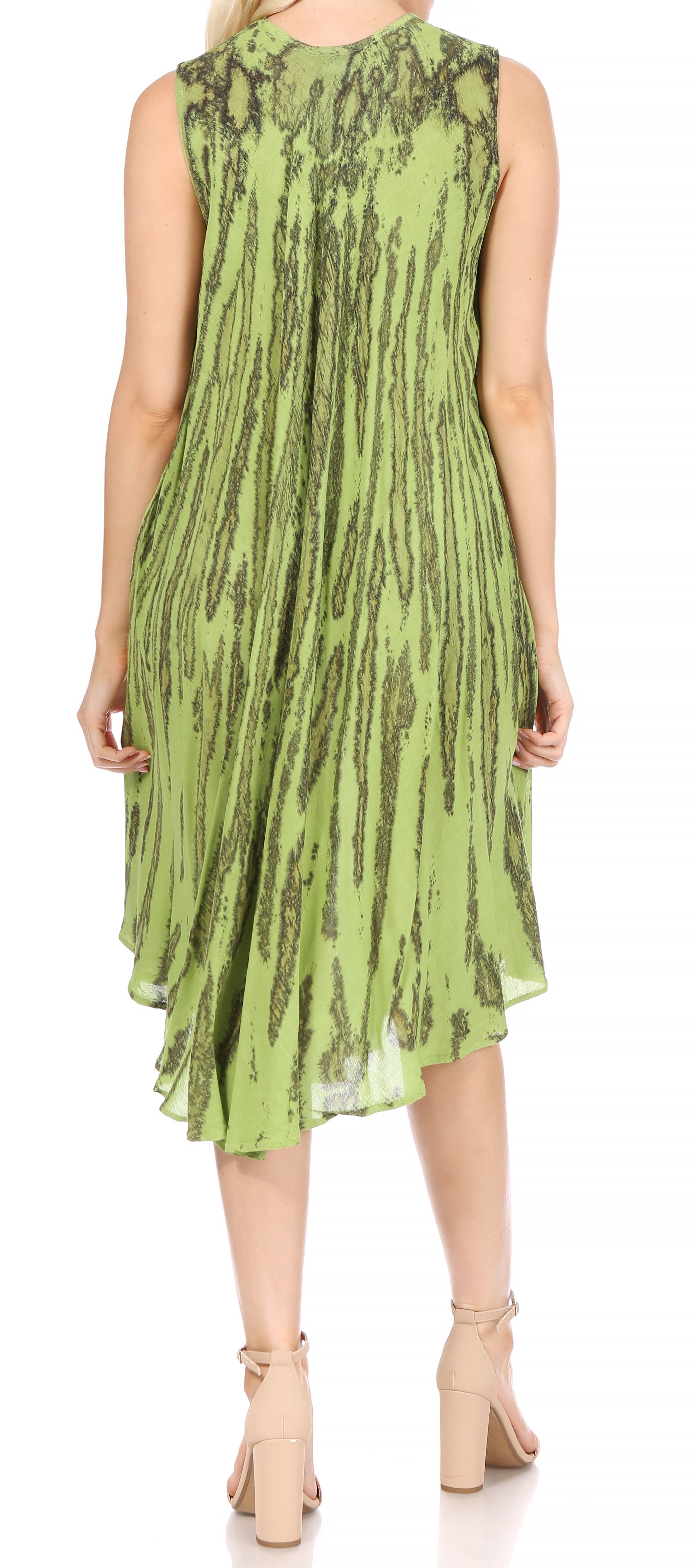 Sakkas - Nora Sleeveless Embroidered Short Tie Dye Caftan