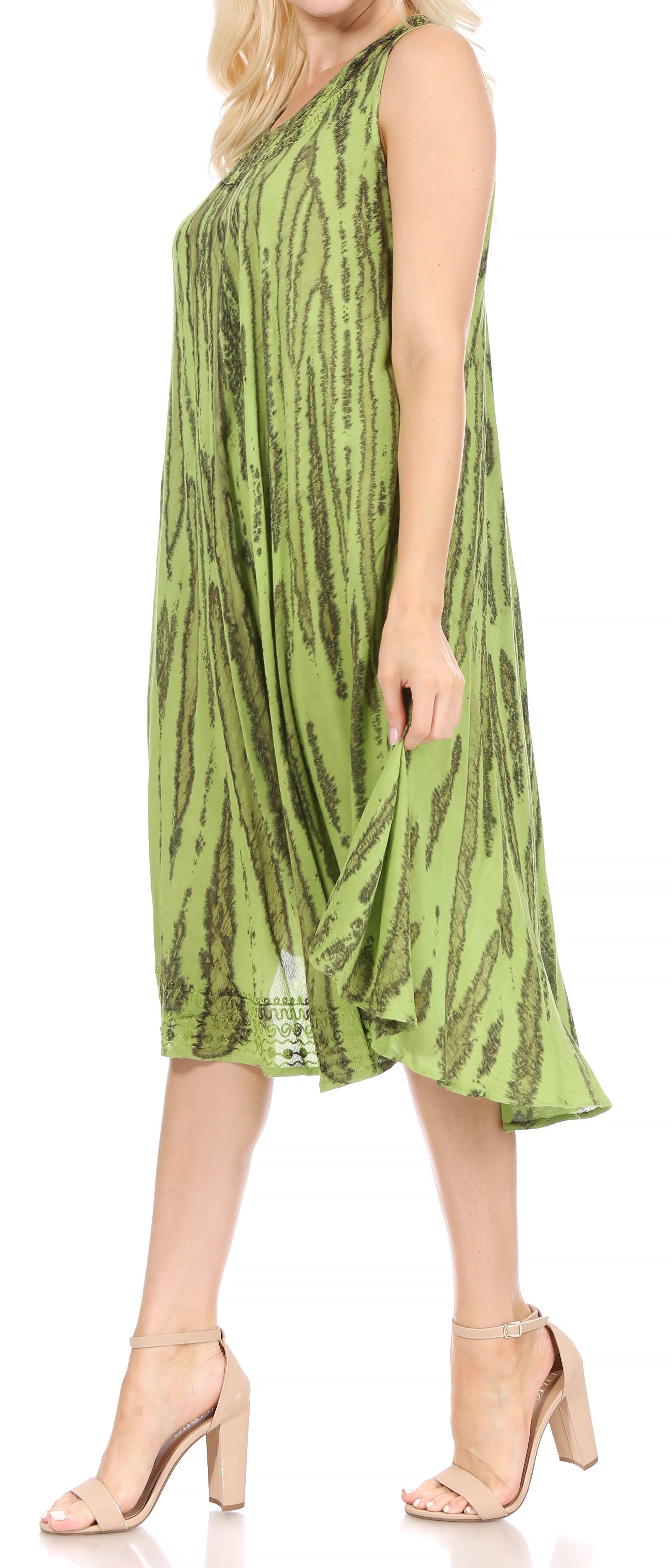 Sakkas - Nora Sleeveless Embroidered Short Tie Dye Caftan