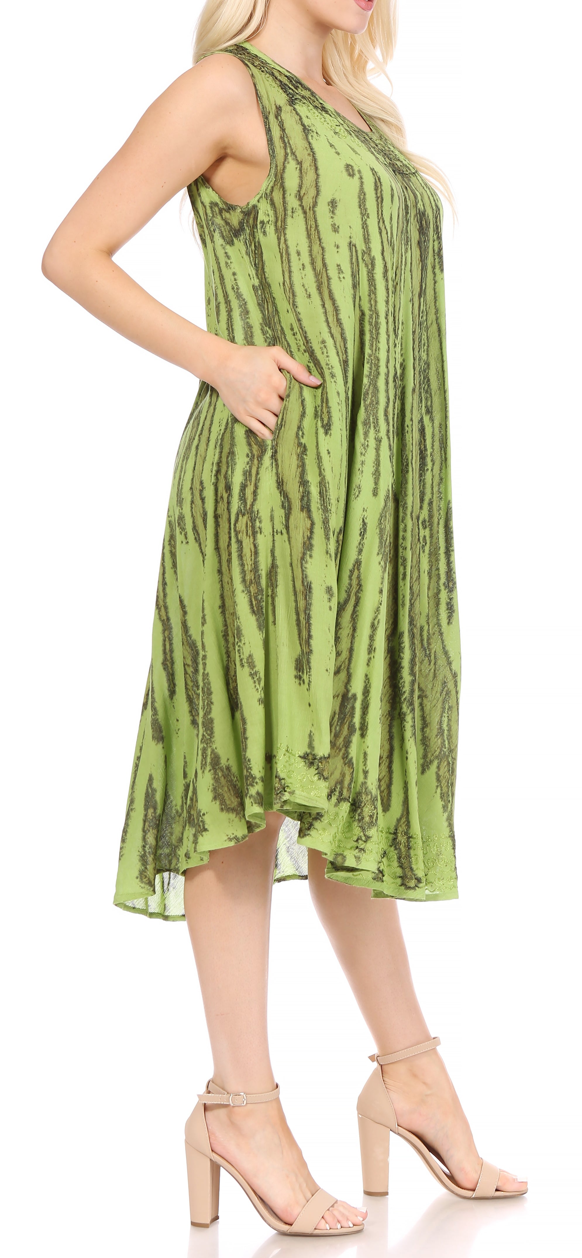 Sakkas - Nora Sleeveless Embroidered Short Tie Dye Caftan