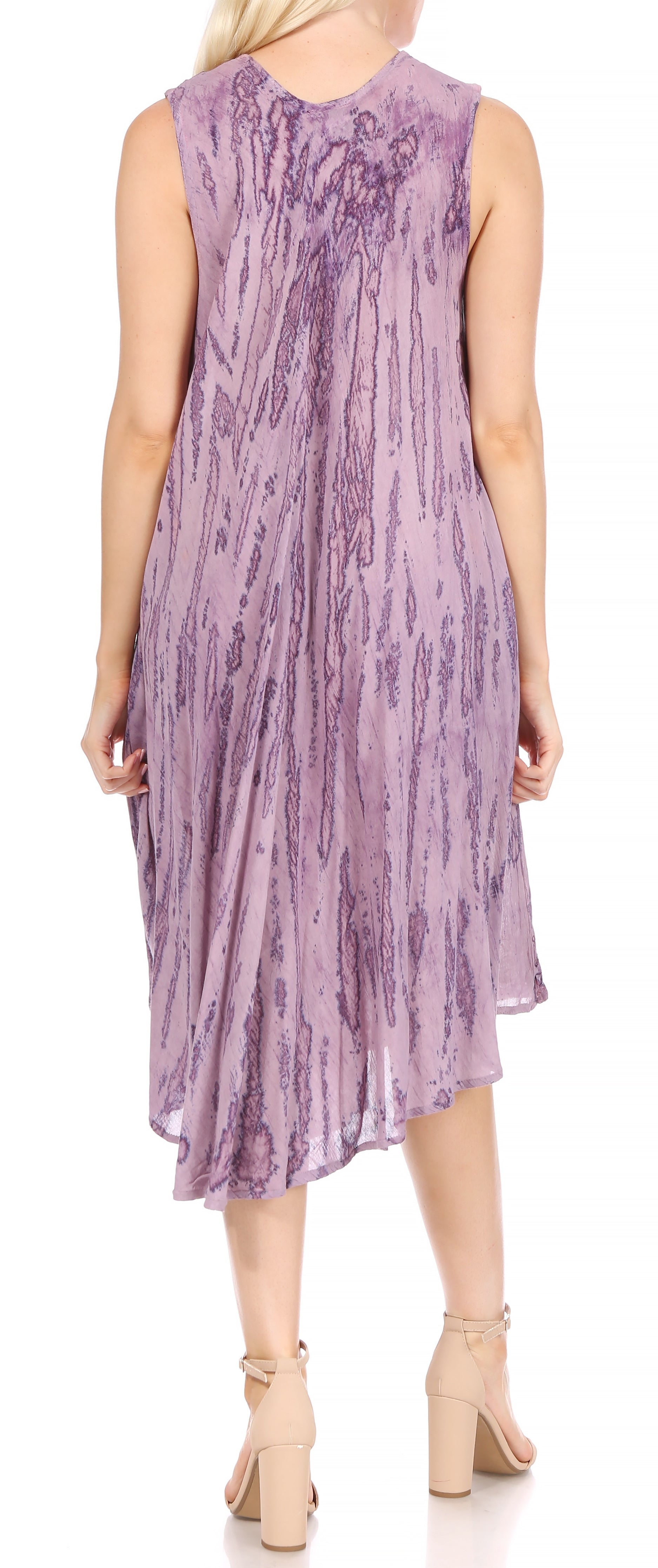 Sakkas - Nora Sleeveless Embroidered Short Tie Dye Caftan