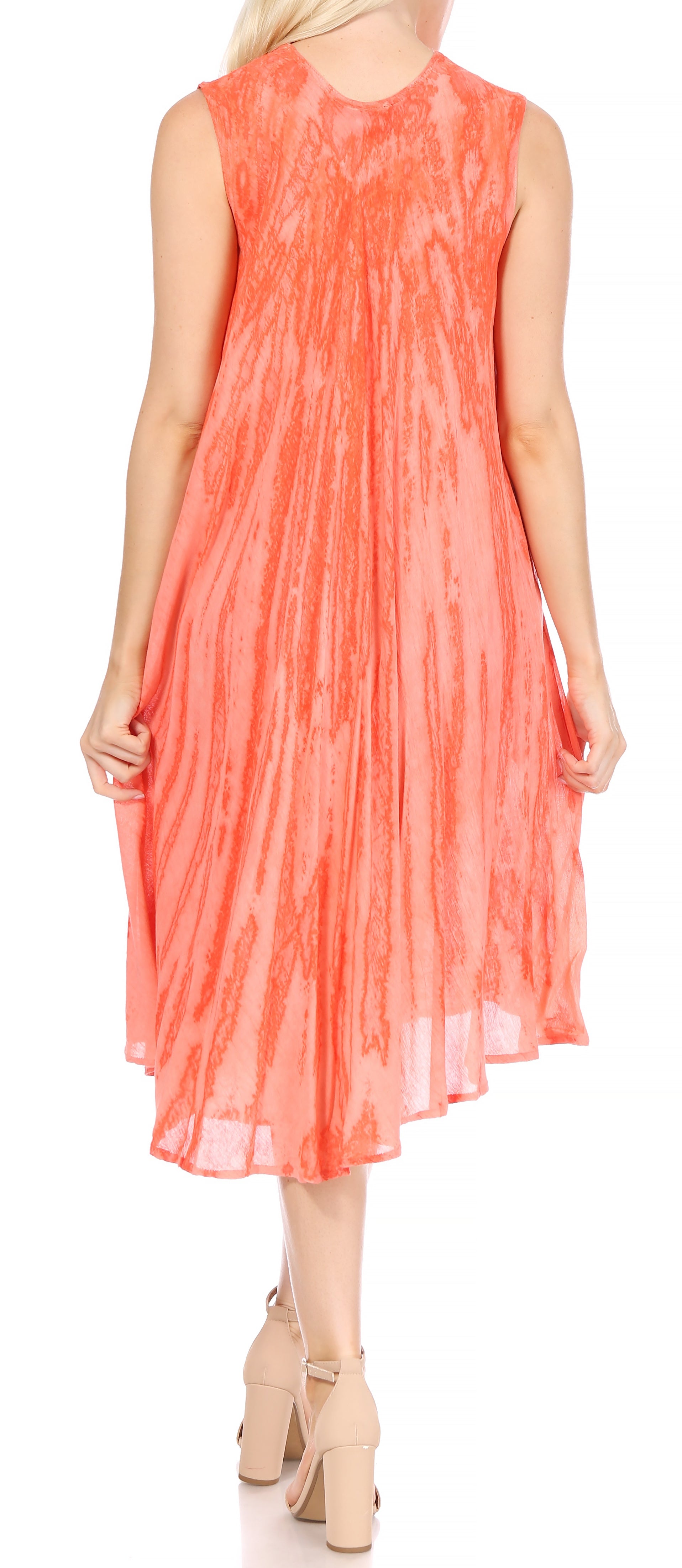 Sakkas - Nora Sleeveless Embroidered Short Tie Dye Caftan