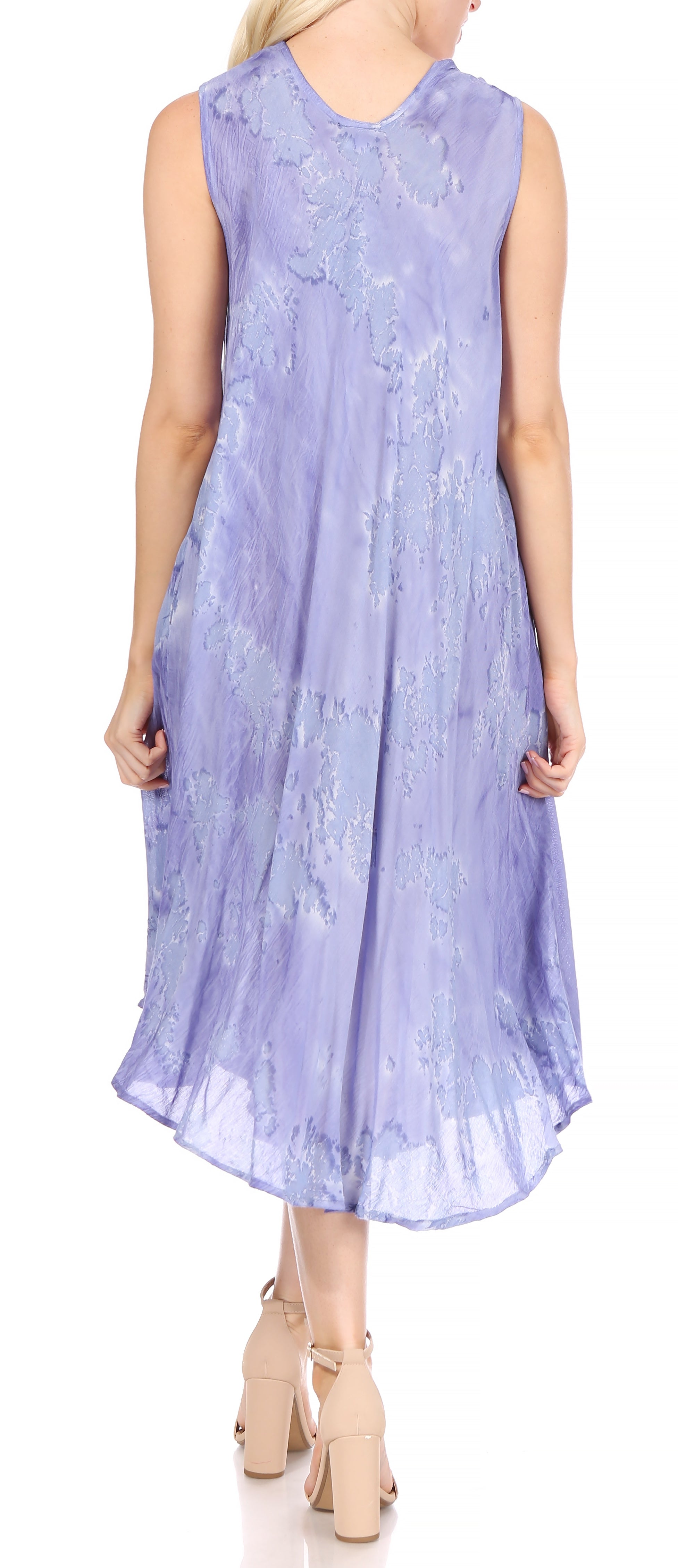 Sakkas - Nora Sleeveless Embroidered Short Tie Dye Caftan