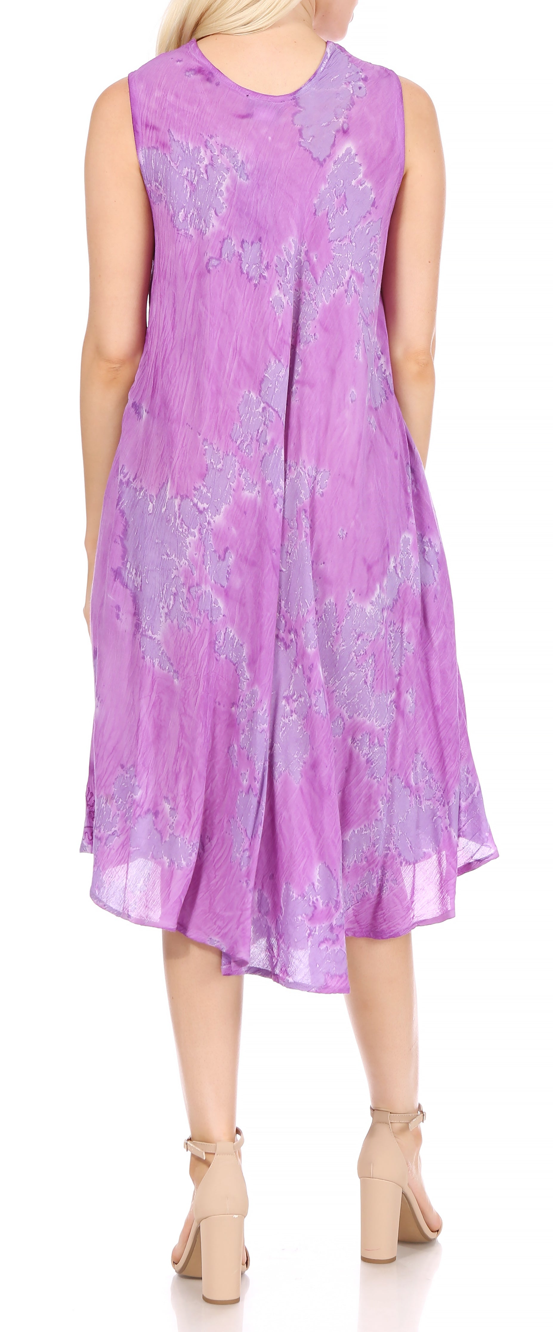 Sakkas - Nora Sleeveless Embroidered Short Tie Dye Caftan