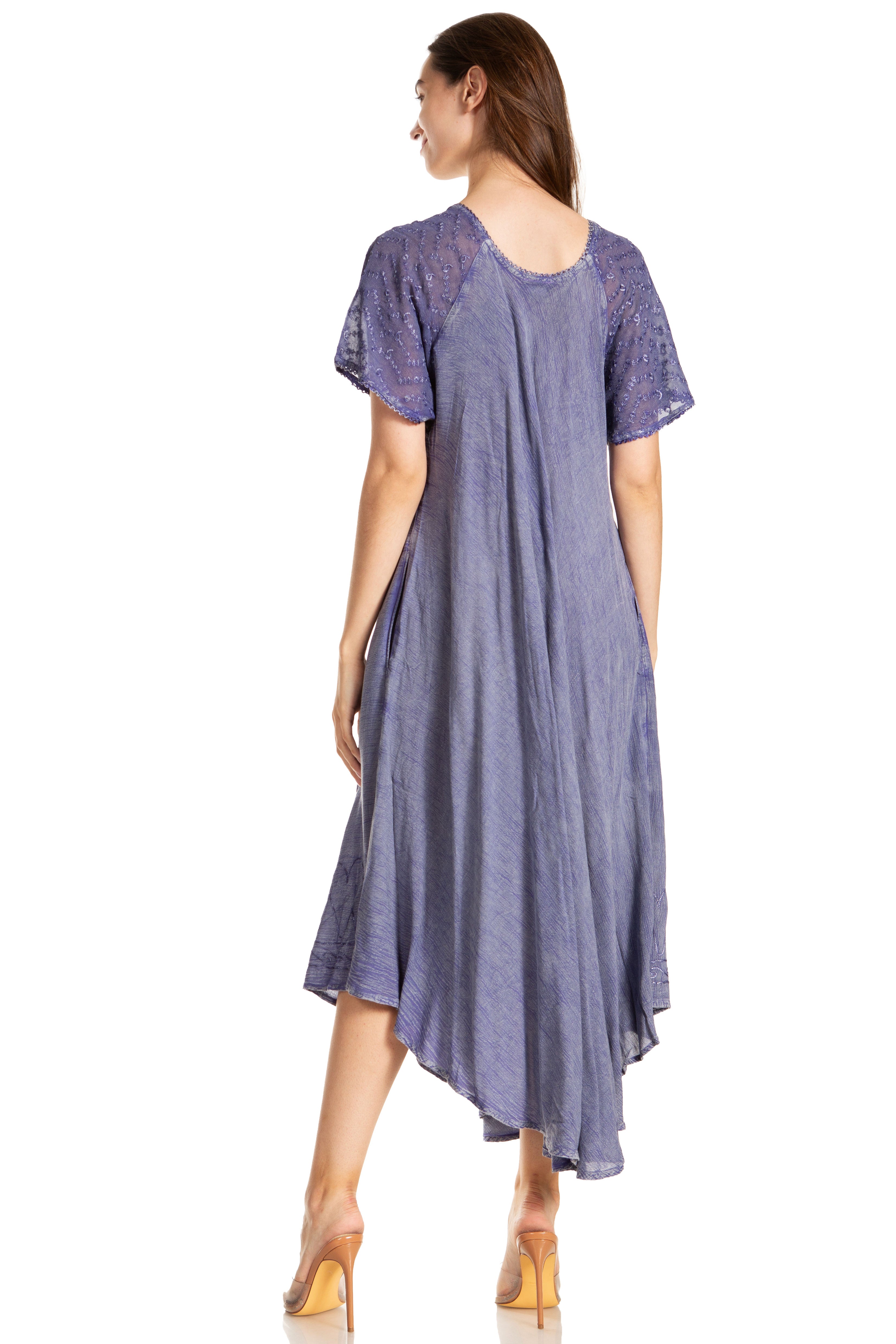 Sakkas - Egan Long Embroidered Caftan Dress