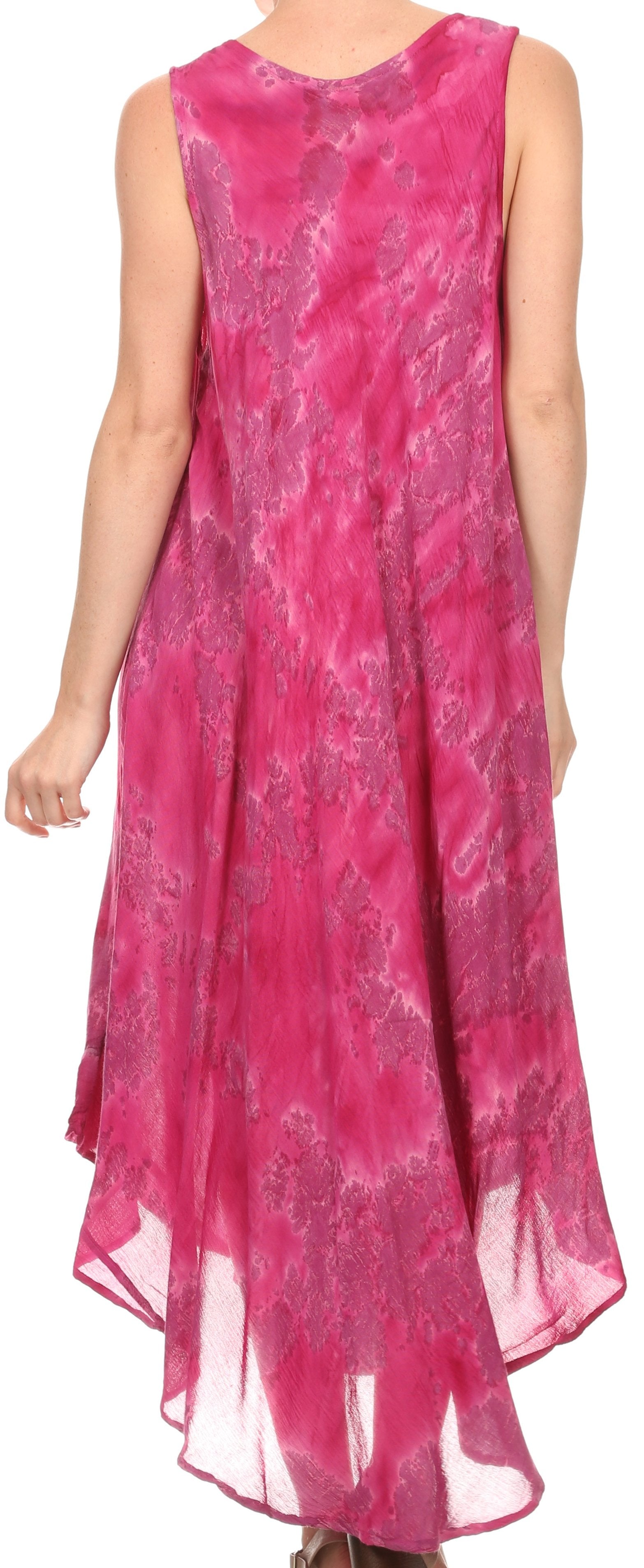 Sakkas - Laeila Tie Dye Washed Long Sleeveless Tank Top Caftan Dress / Cover Up