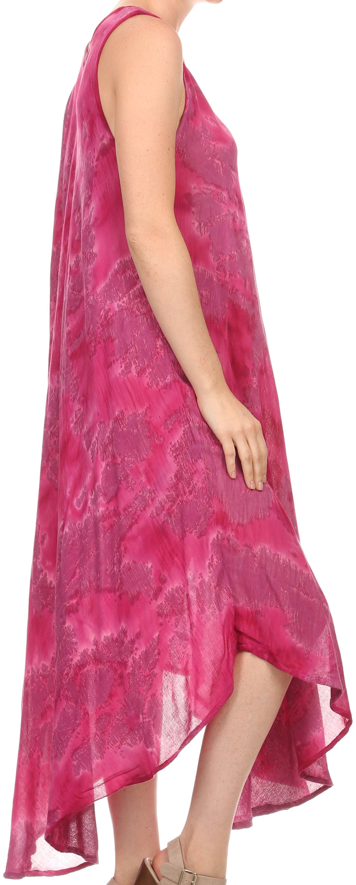 Sakkas - Laeila Tie Dye Washed Long Sleeveless Tank Top Caftan Dress / Cover Up
