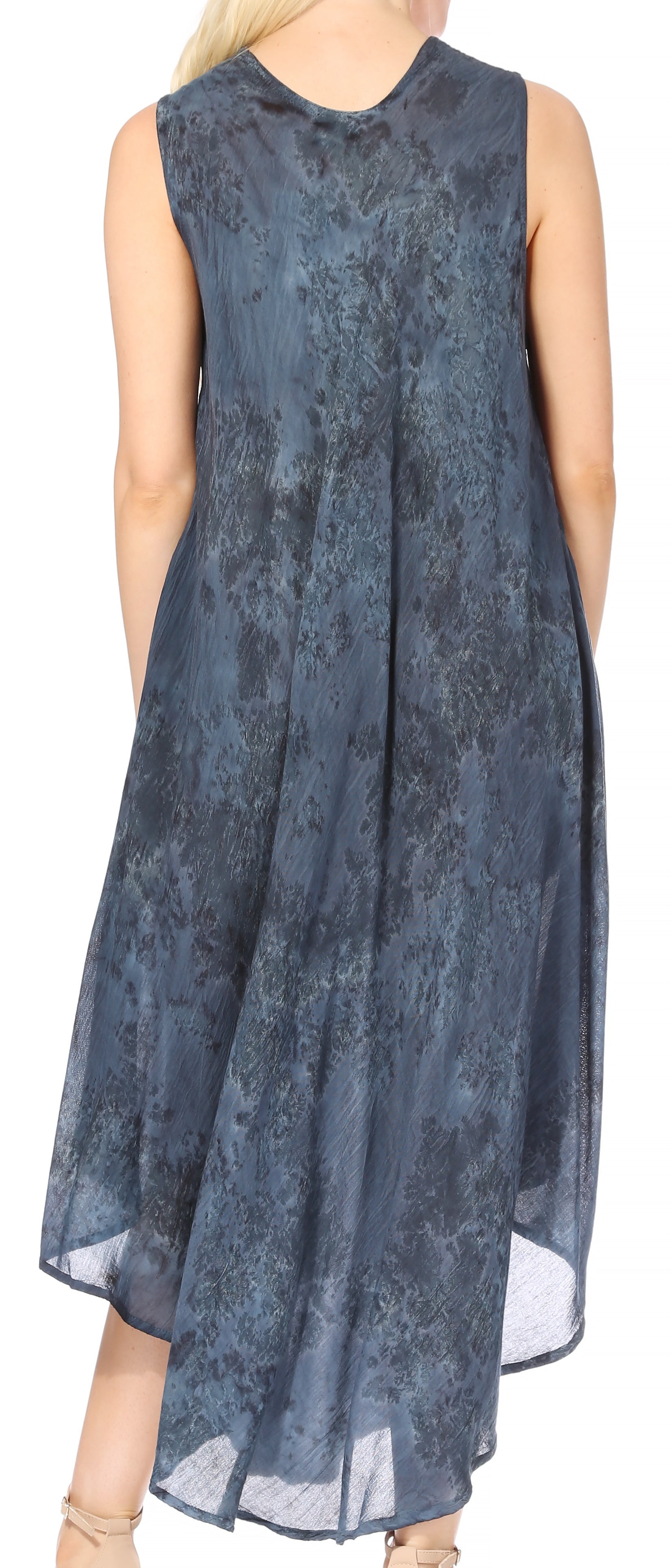 Sakkas - Laeila Tie Dye Washed Long Sleeveless Tank Top Caftan Dress / Cover Up