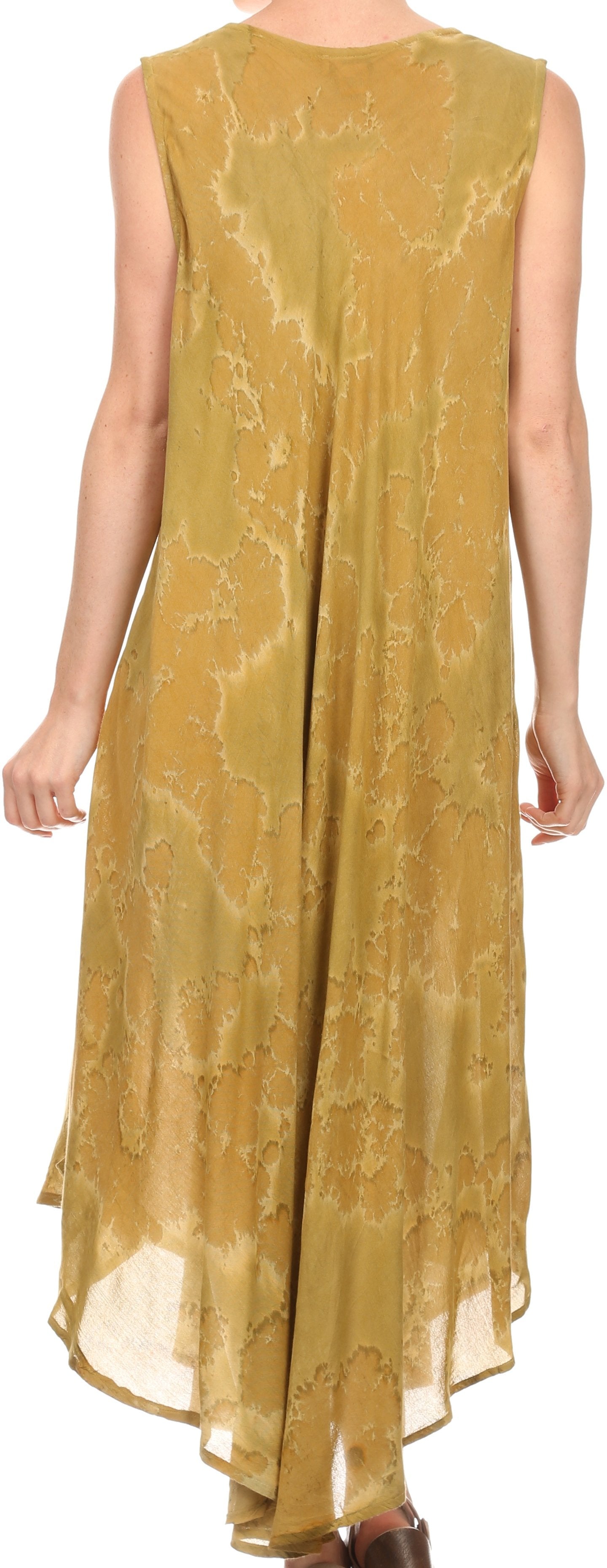 Sakkas - Laeila Tie Dye Washed Long Sleeveless Tank Top Caftan Dress / Cover Up