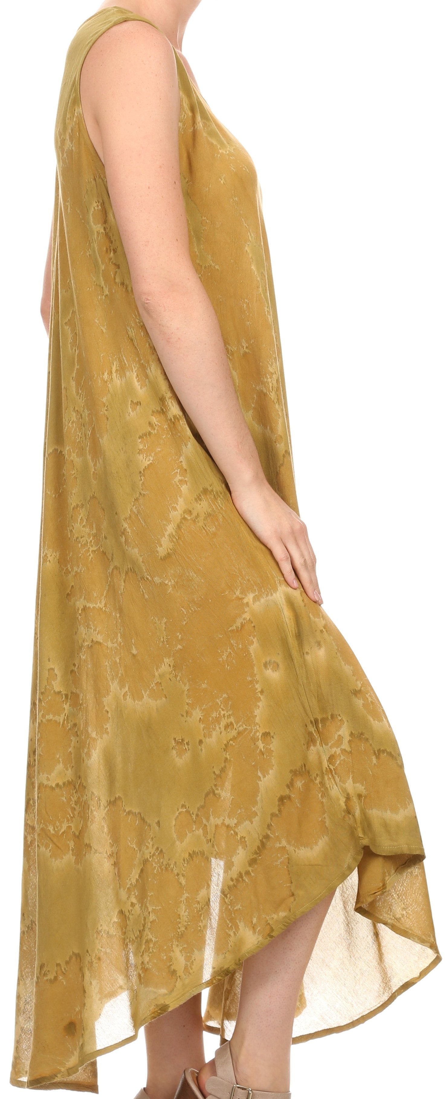 Sakkas - Laeila Tie Dye Washed Long Sleeveless Tank Top Caftan Dress / Cover Up
