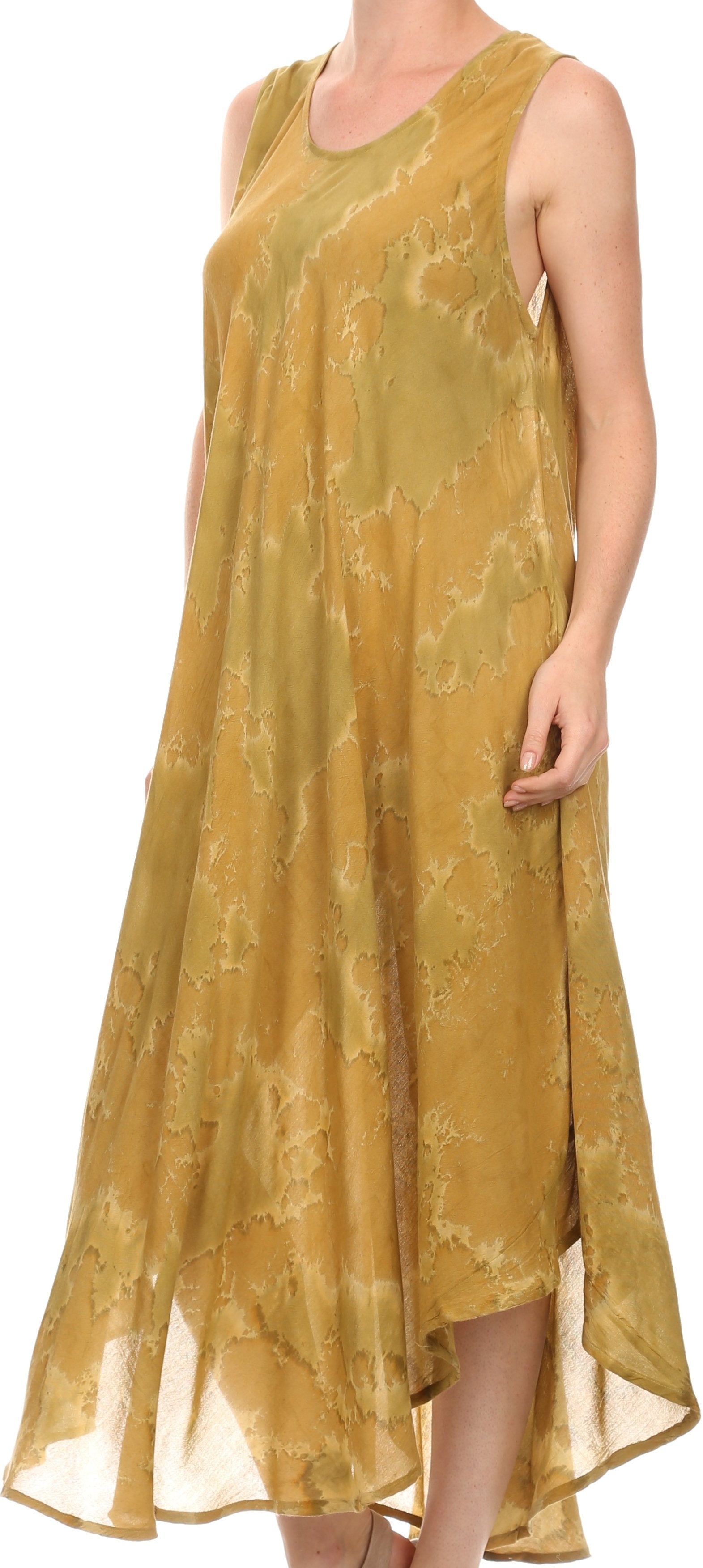 Sakkas - Laeila Tie Dye Washed Long Sleeveless Tank Top Caftan Dress / Cover Up