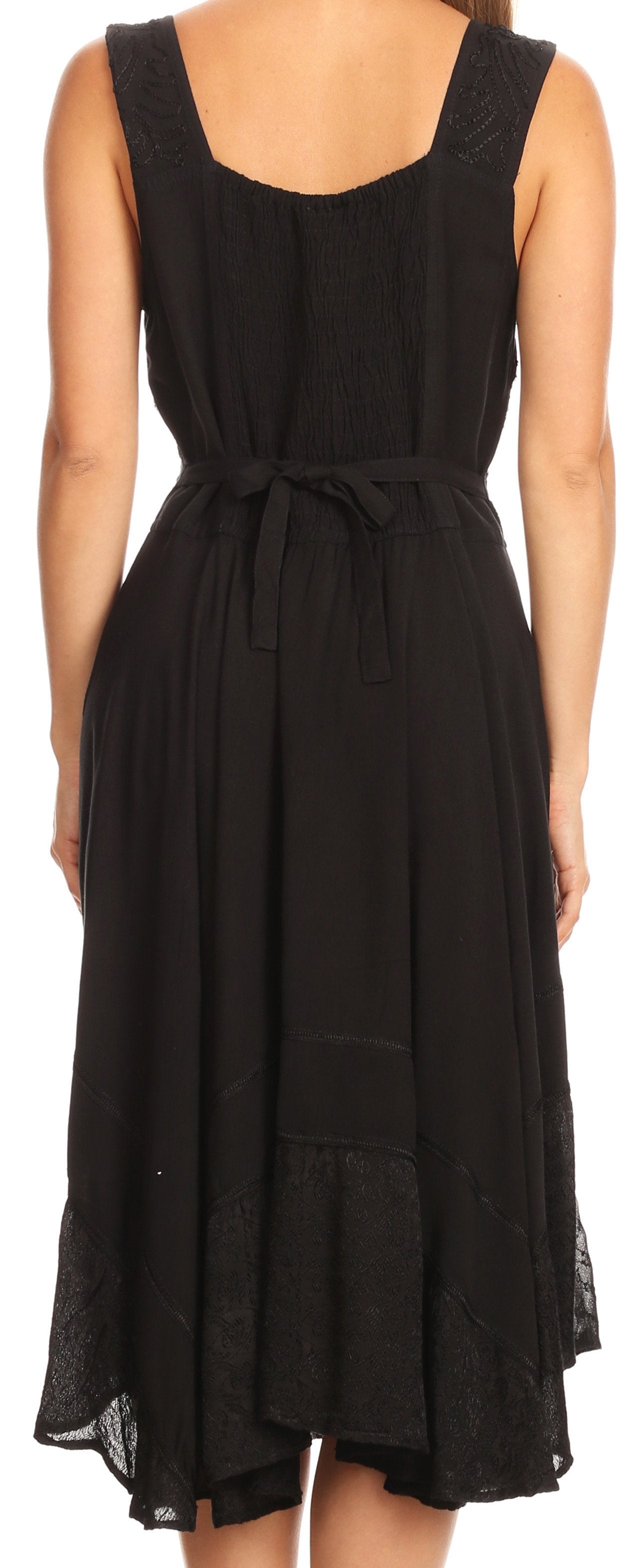 Sakkas - Magdilena Stonewashed Corset Front Embroidered Dress