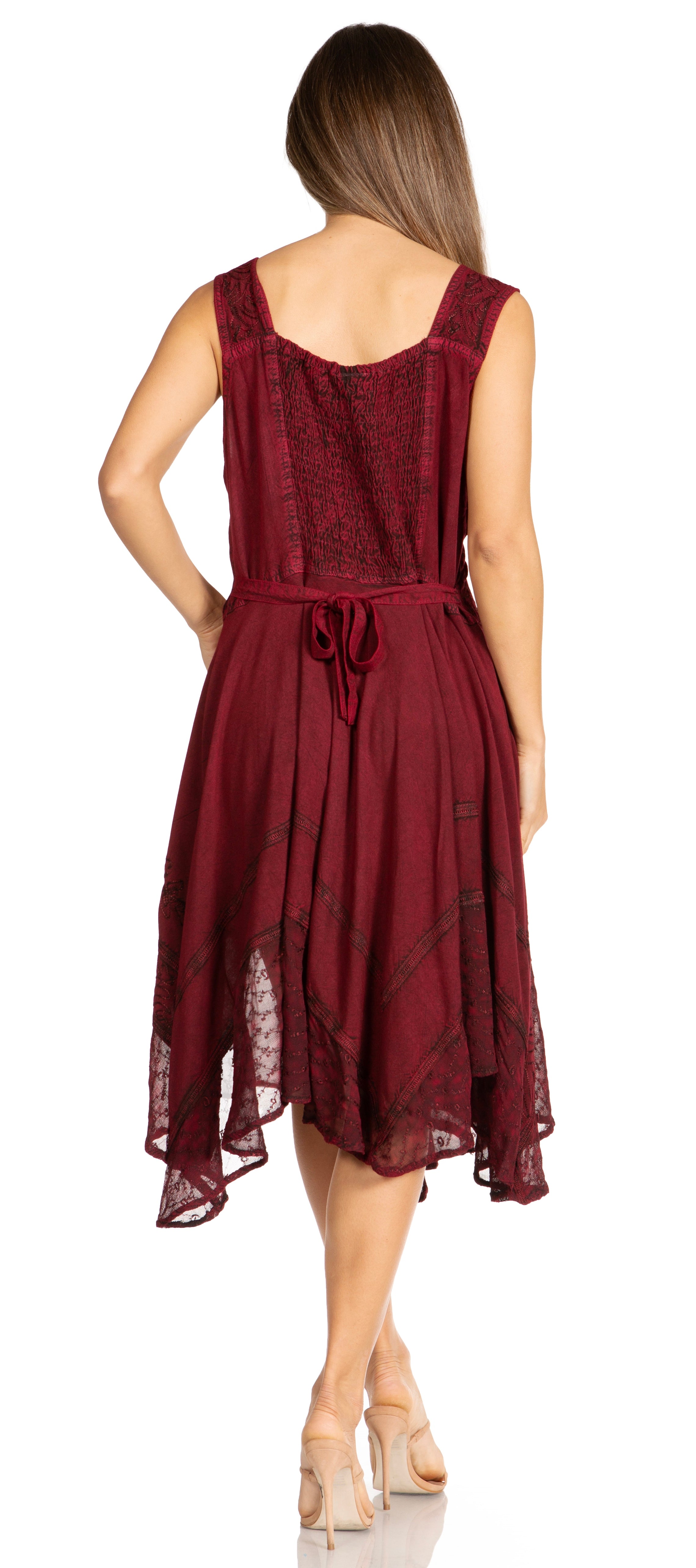 Sakkas - Magdilena Stonewashed Corset Front Embroidered Dress