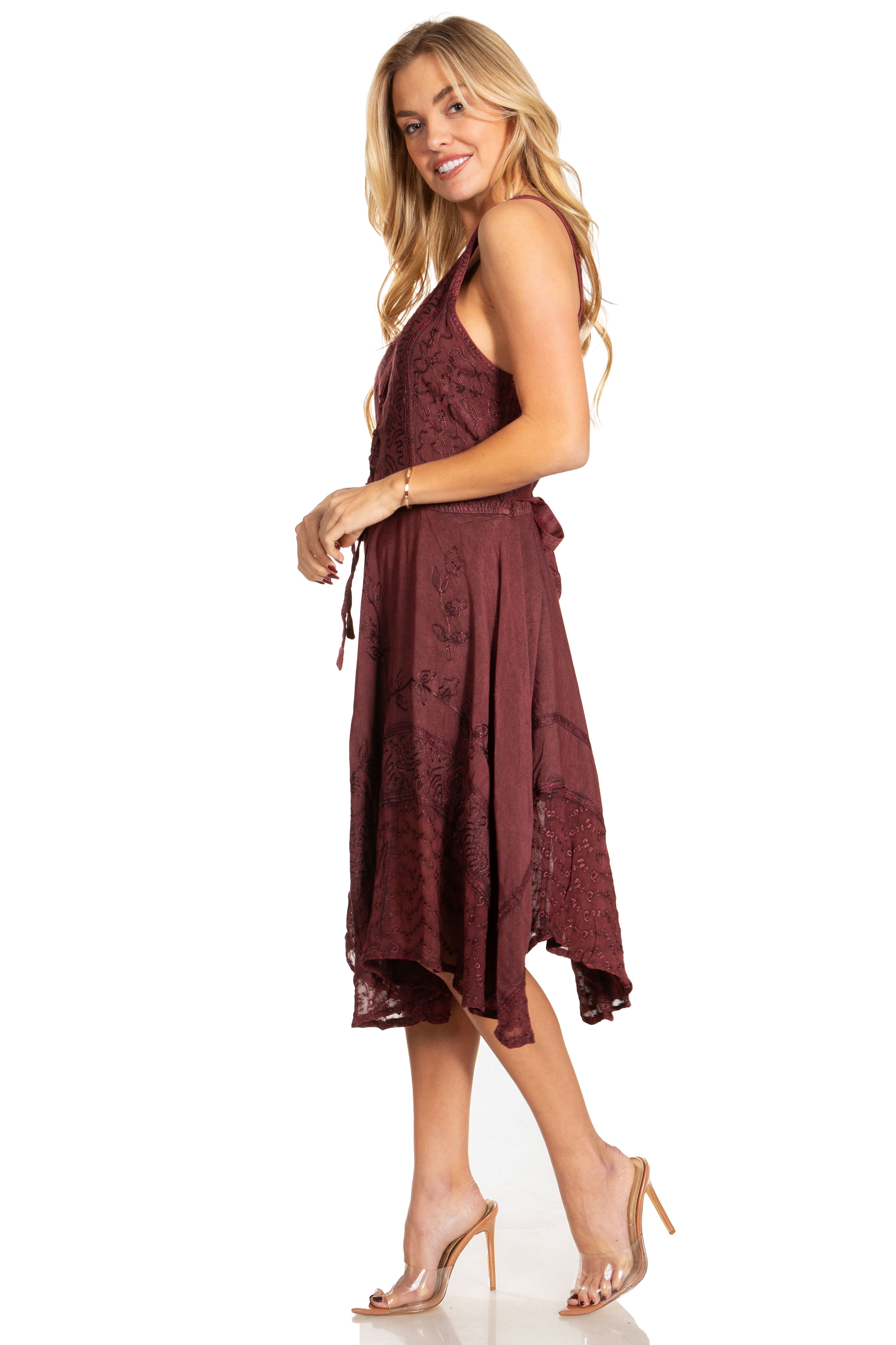 Sakkas - Magdilena Stonewashed Corset Front Embroidered Dress