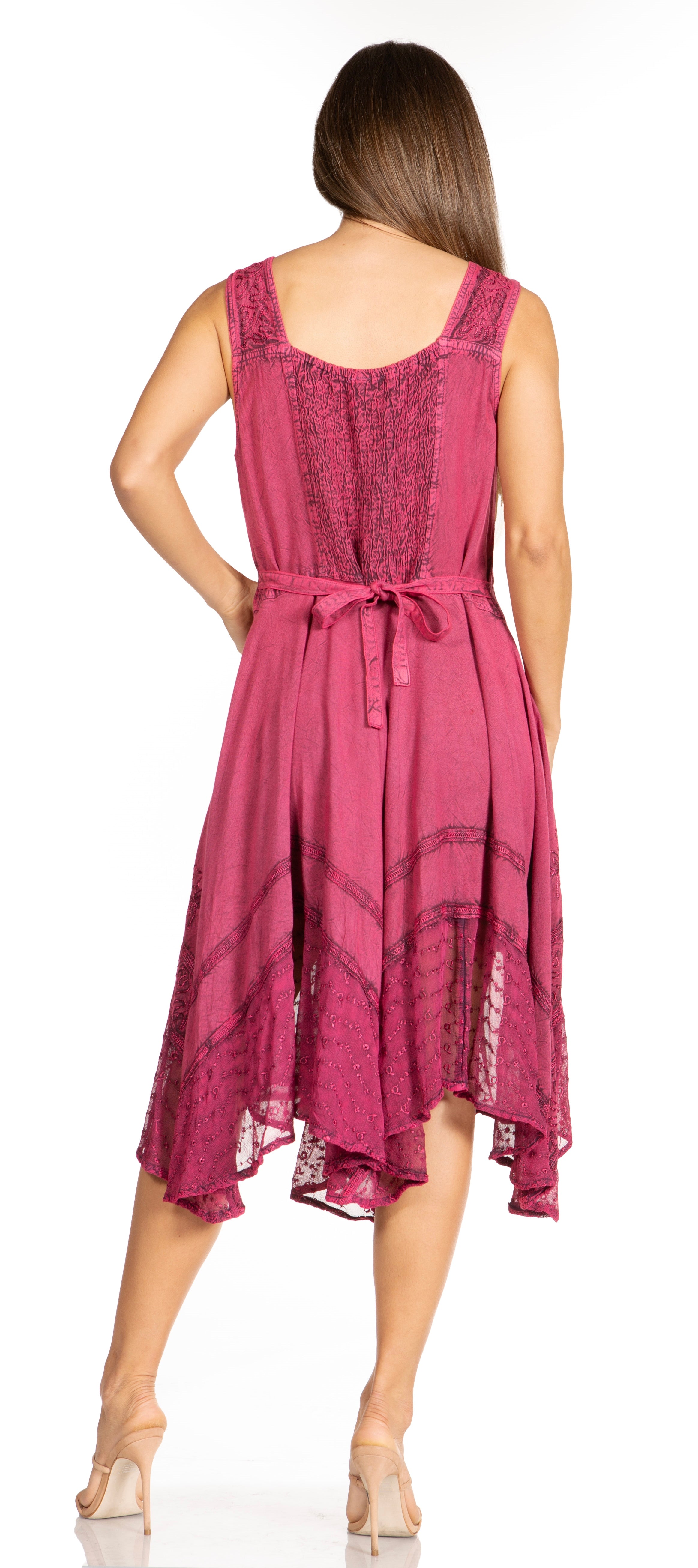 Sakkas - Magdilena Stonewashed Corset Front Embroidered Dress