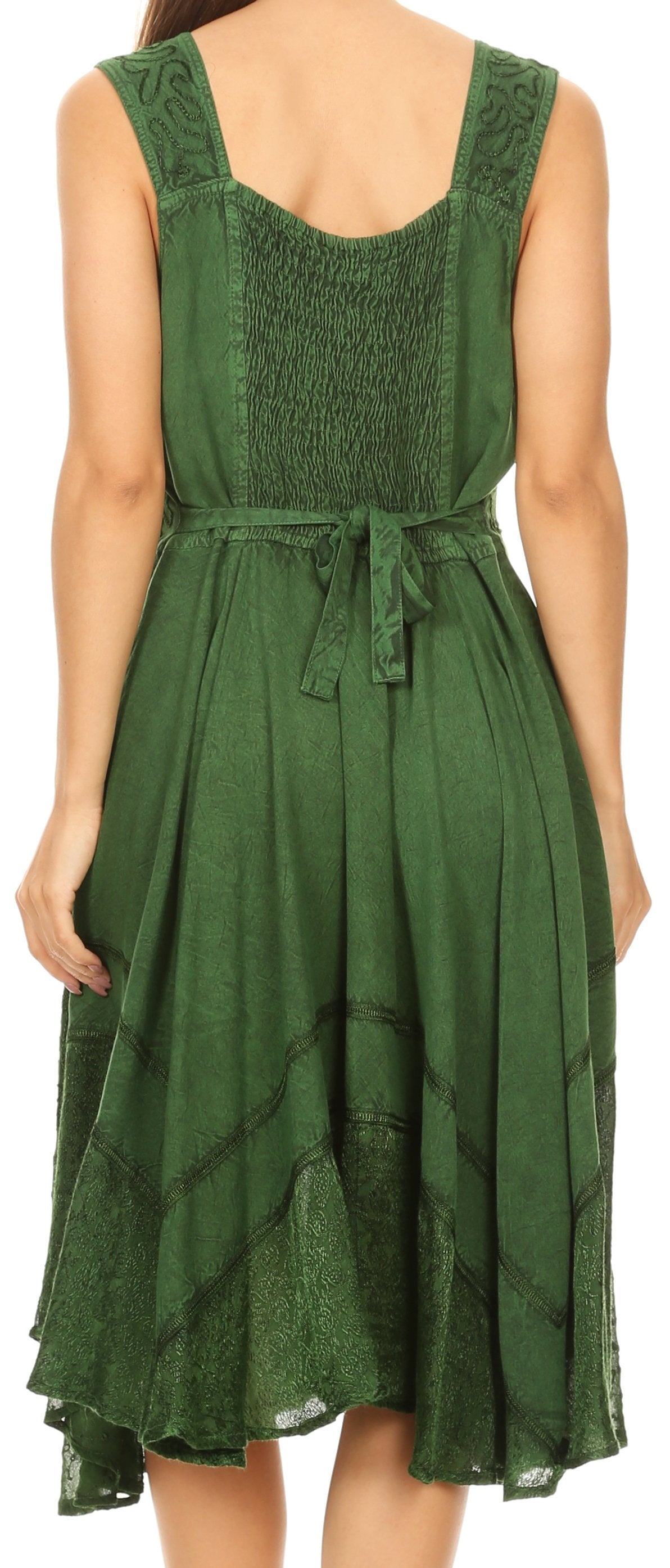 Sakkas - Magdilena Stonewashed Corset Front Embroidered Dress