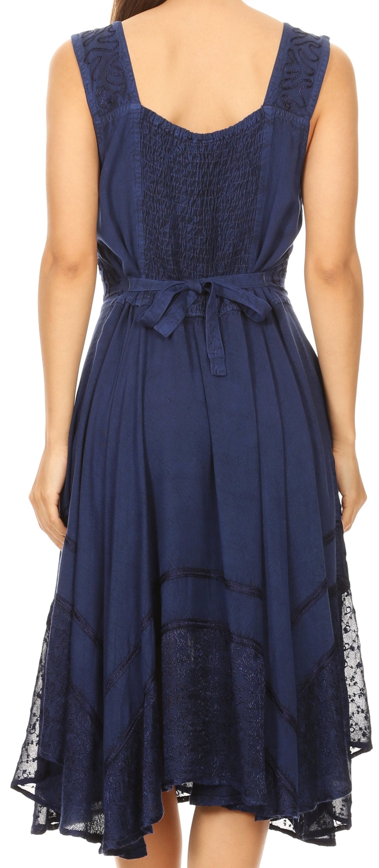 Sakkas - Magdilena Stonewashed Corset Front Embroidered Dress