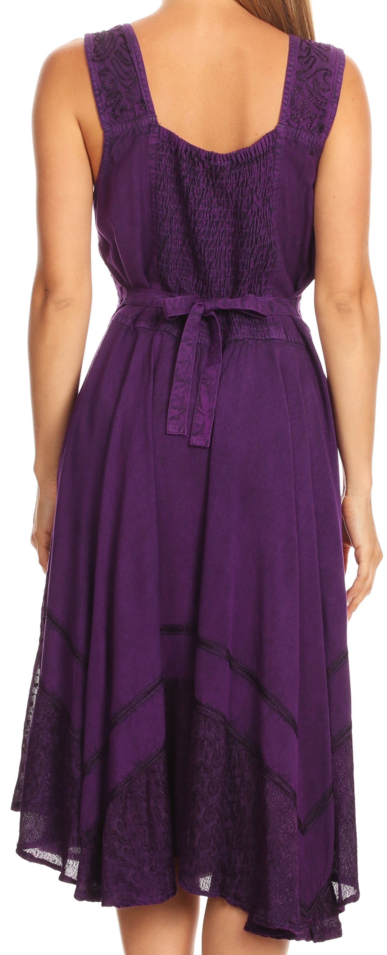 Sakkas - Magdilena Stonewashed Corset Front Embroidered Dress