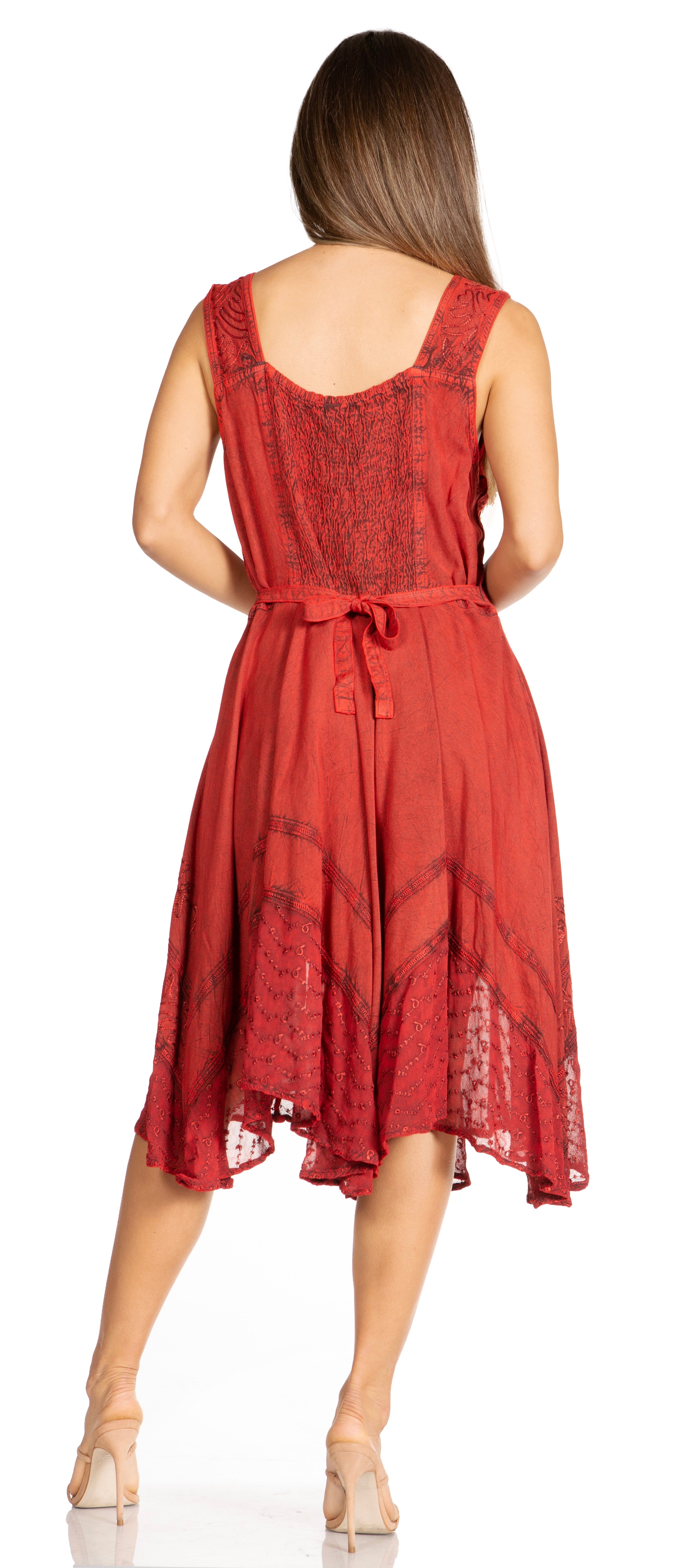 Sakkas - Magdilena Stonewashed Corset Front Embroidered Dress