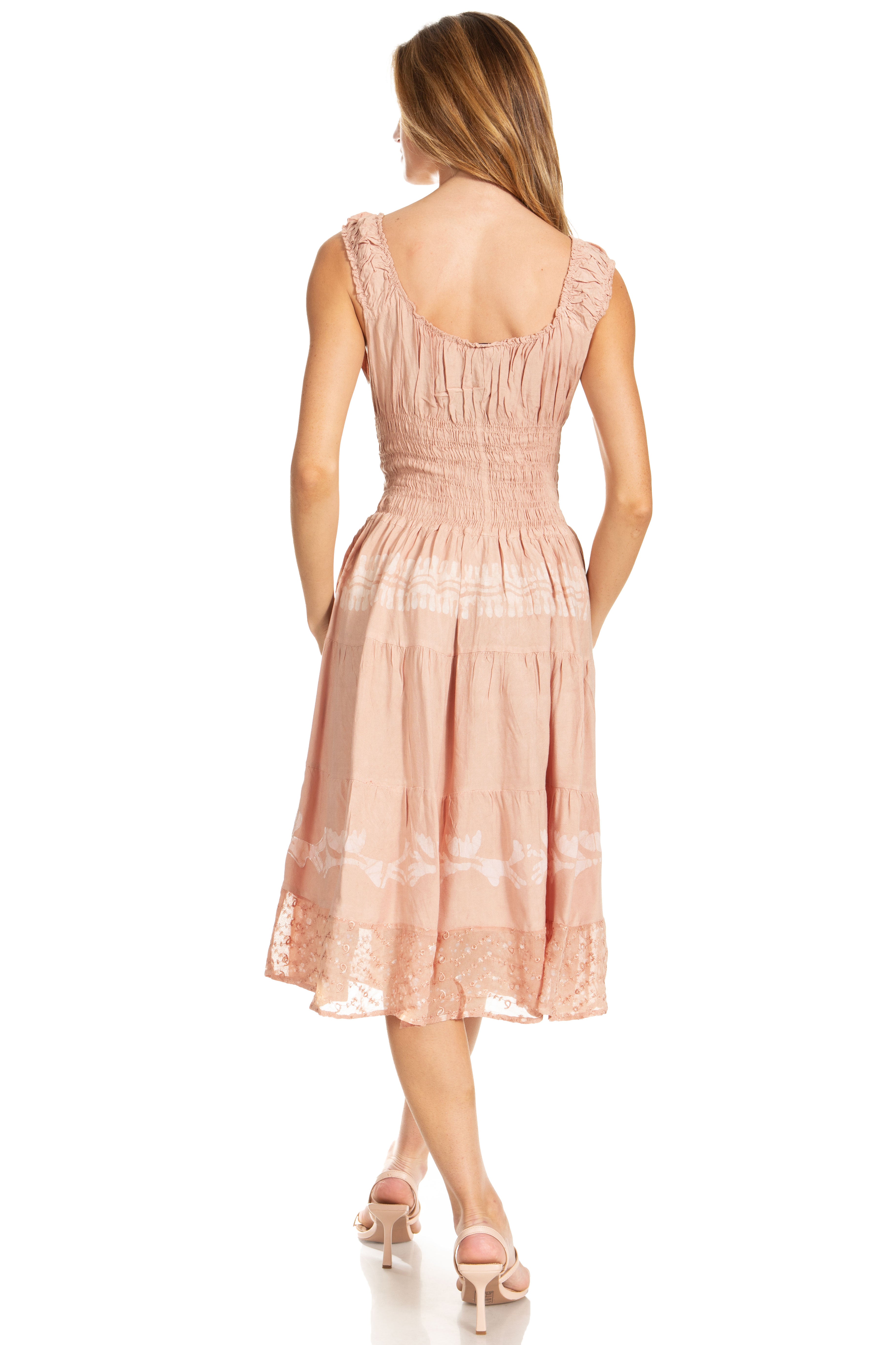 Sakkas - Alba Off The Shoulder Smock Ruffle Midi Dress