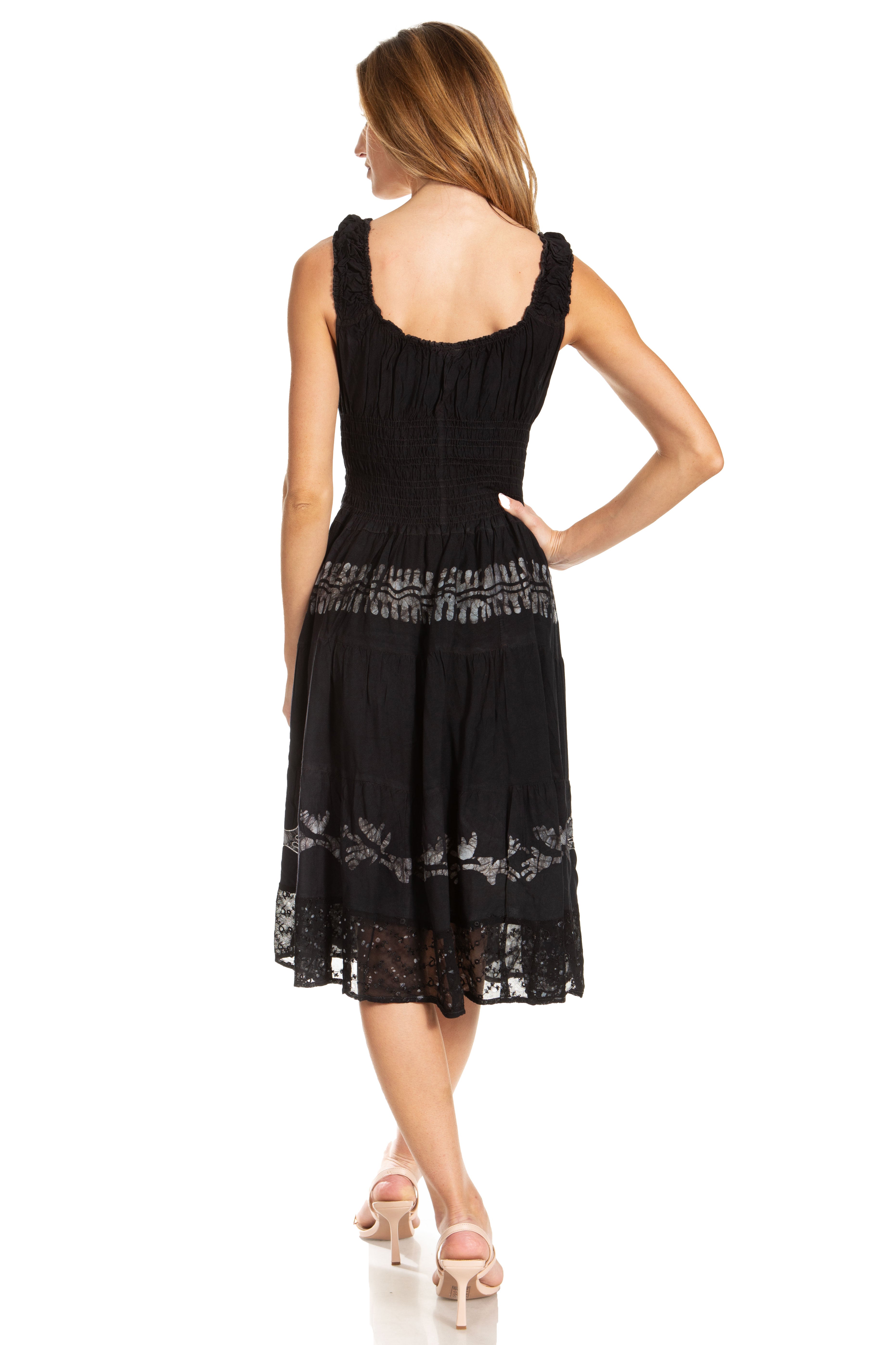 Sakkas - Alba Off The Shoulder Smock Ruffle Midi Dress