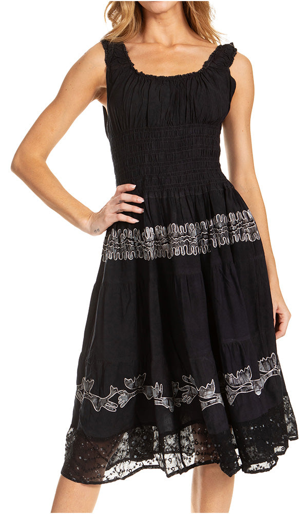 Sakkas - Alba Off The Shoulder Smock Ruffle Midi Dress