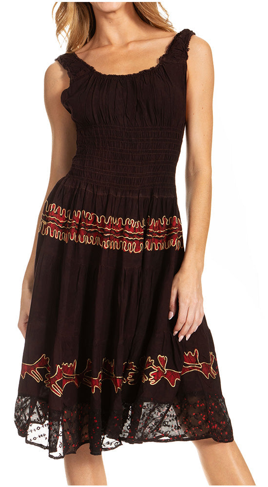 Sakkas - Alba Off The Shoulder Smock Ruffle Midi Dress