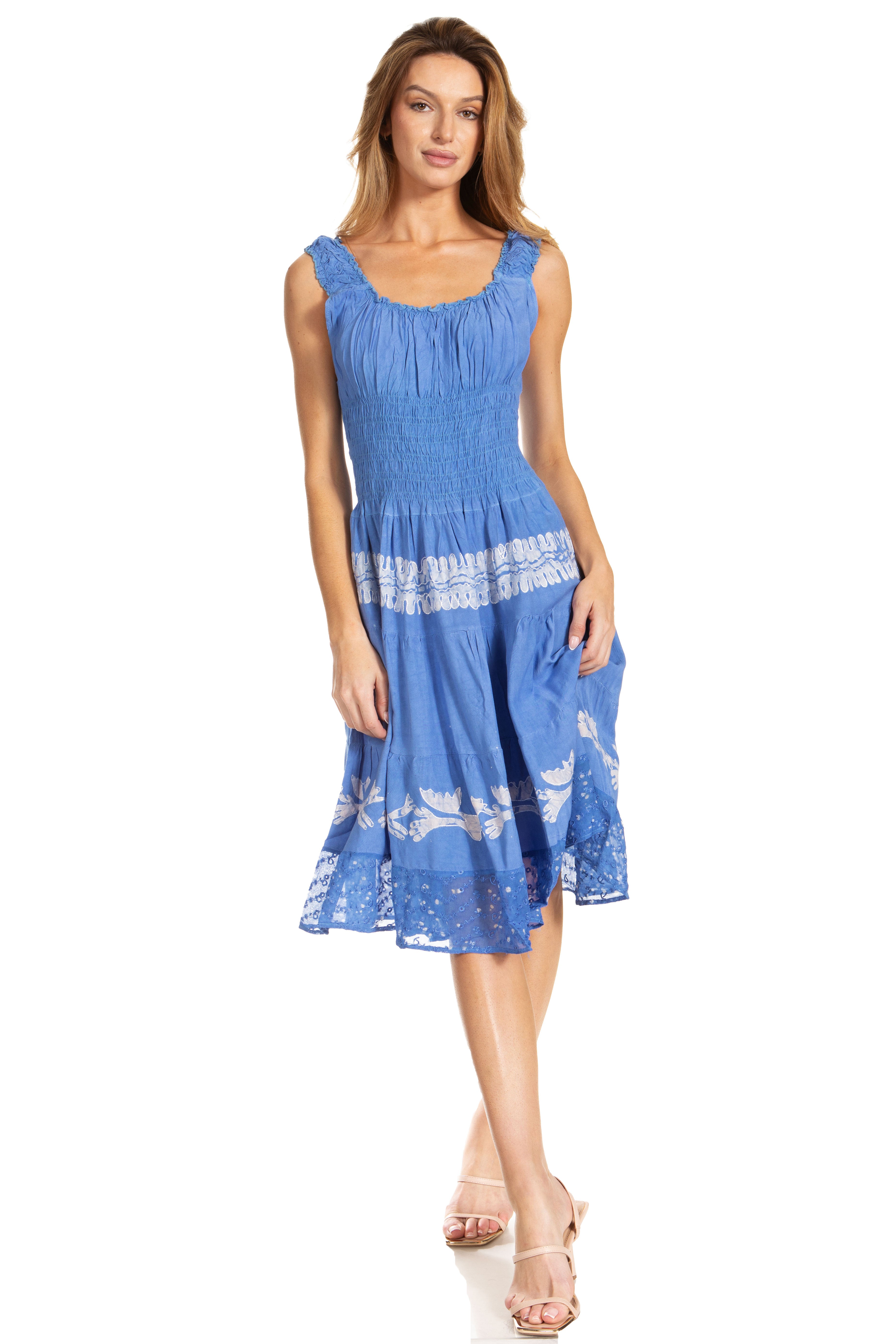 Sakkas - Alba Off The Shoulder Smock Ruffle Midi Dress