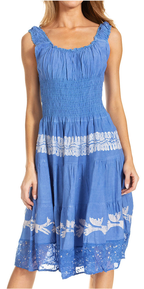 Sakkas - Alba Off The Shoulder Smock Ruffle Midi Dress