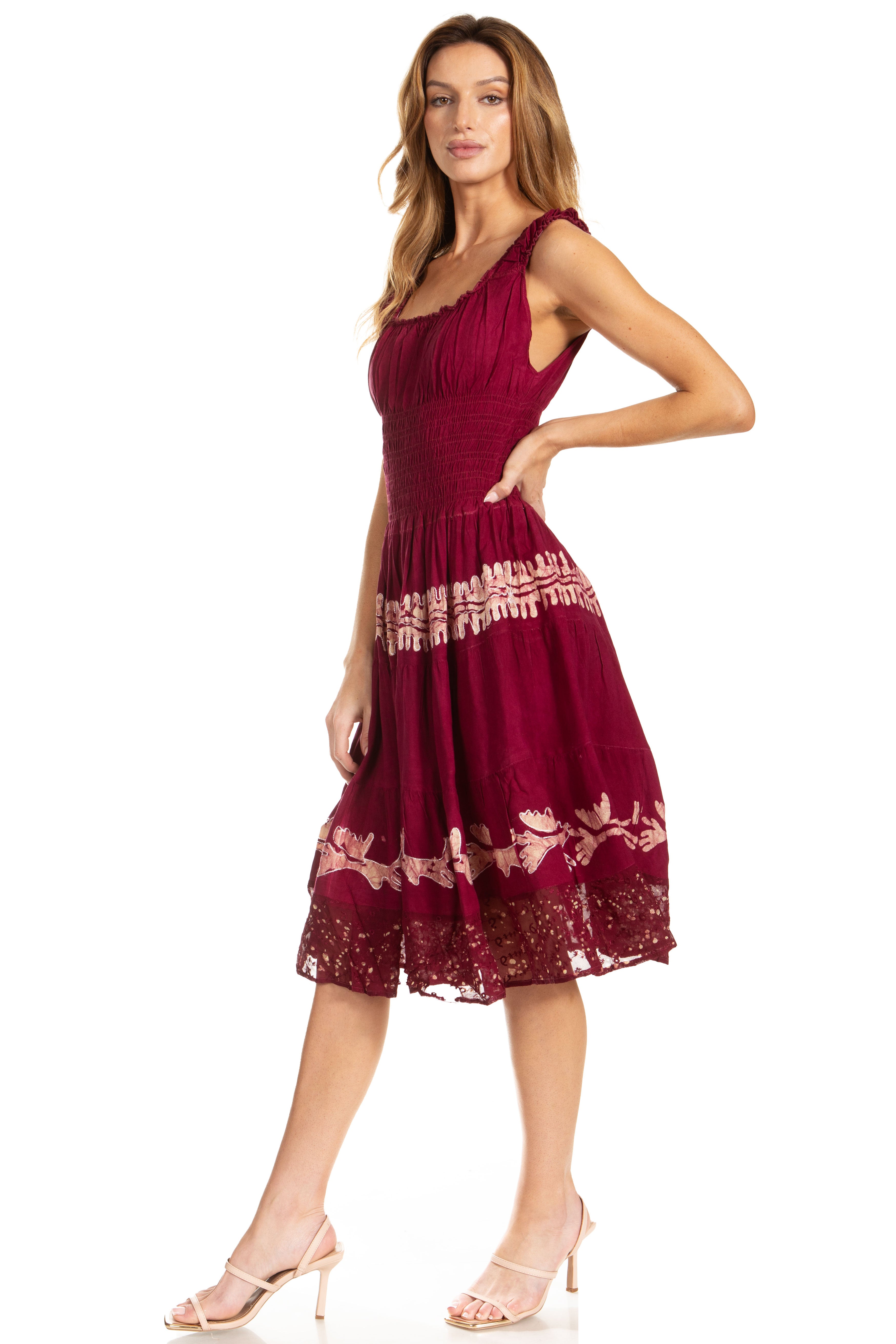 Sakkas - Alba Off The Shoulder Smock Ruffle Midi Dress