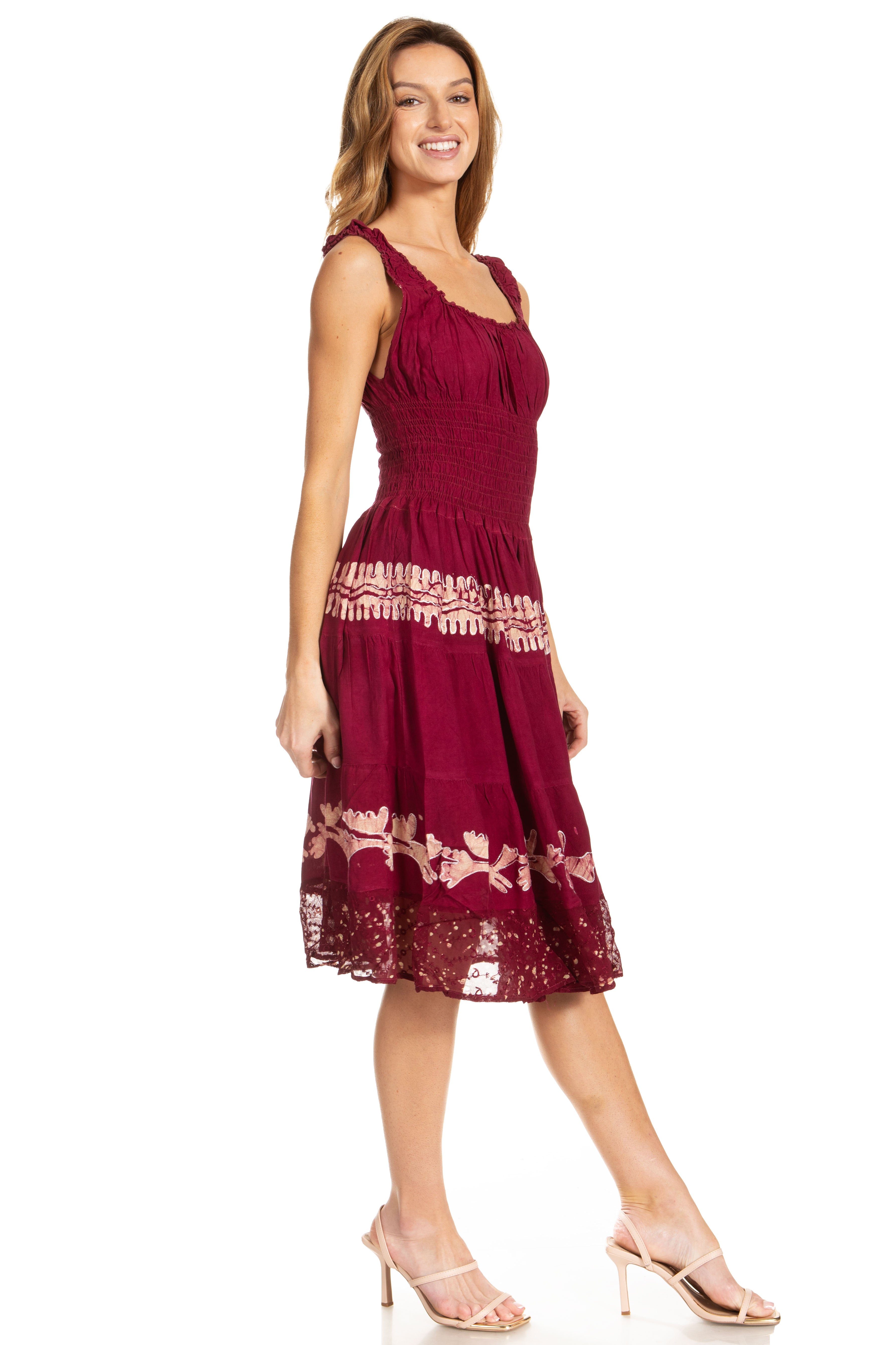 Sakkas - Alba Off The Shoulder Smock Ruffle Midi Dress