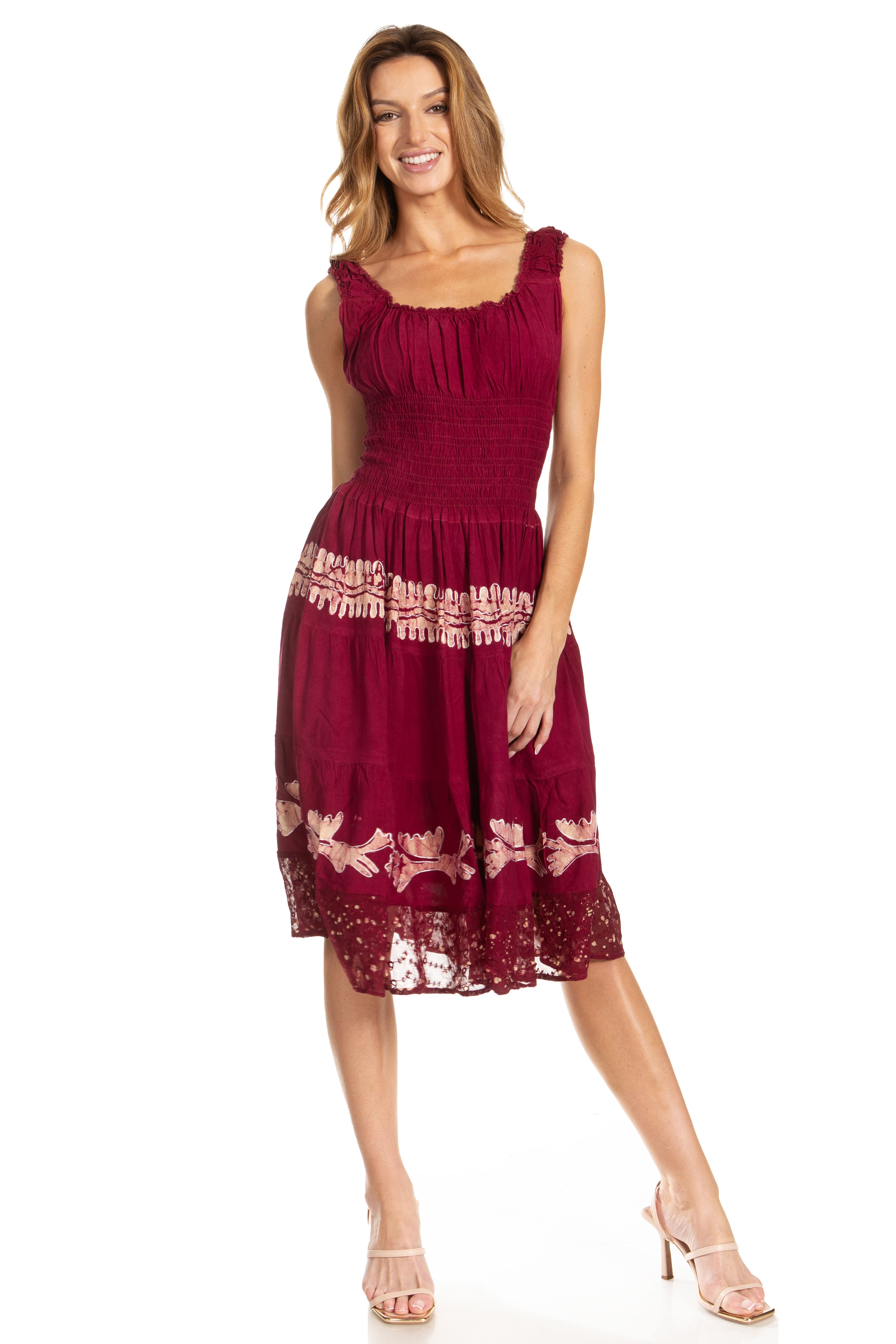 Sakkas - Alba Off The Shoulder Smock Ruffle Midi Dress