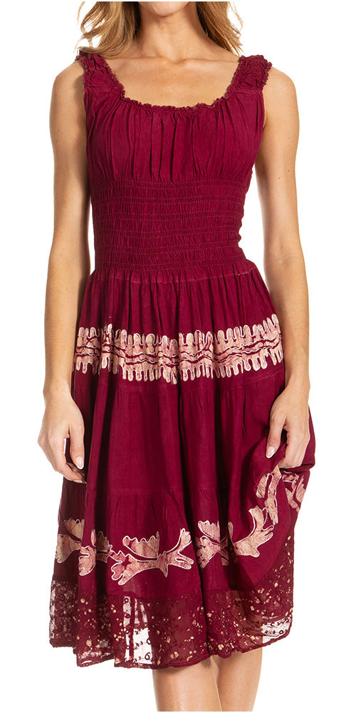 Sakkas - Alba Off The Shoulder Smock Ruffle Midi Dress