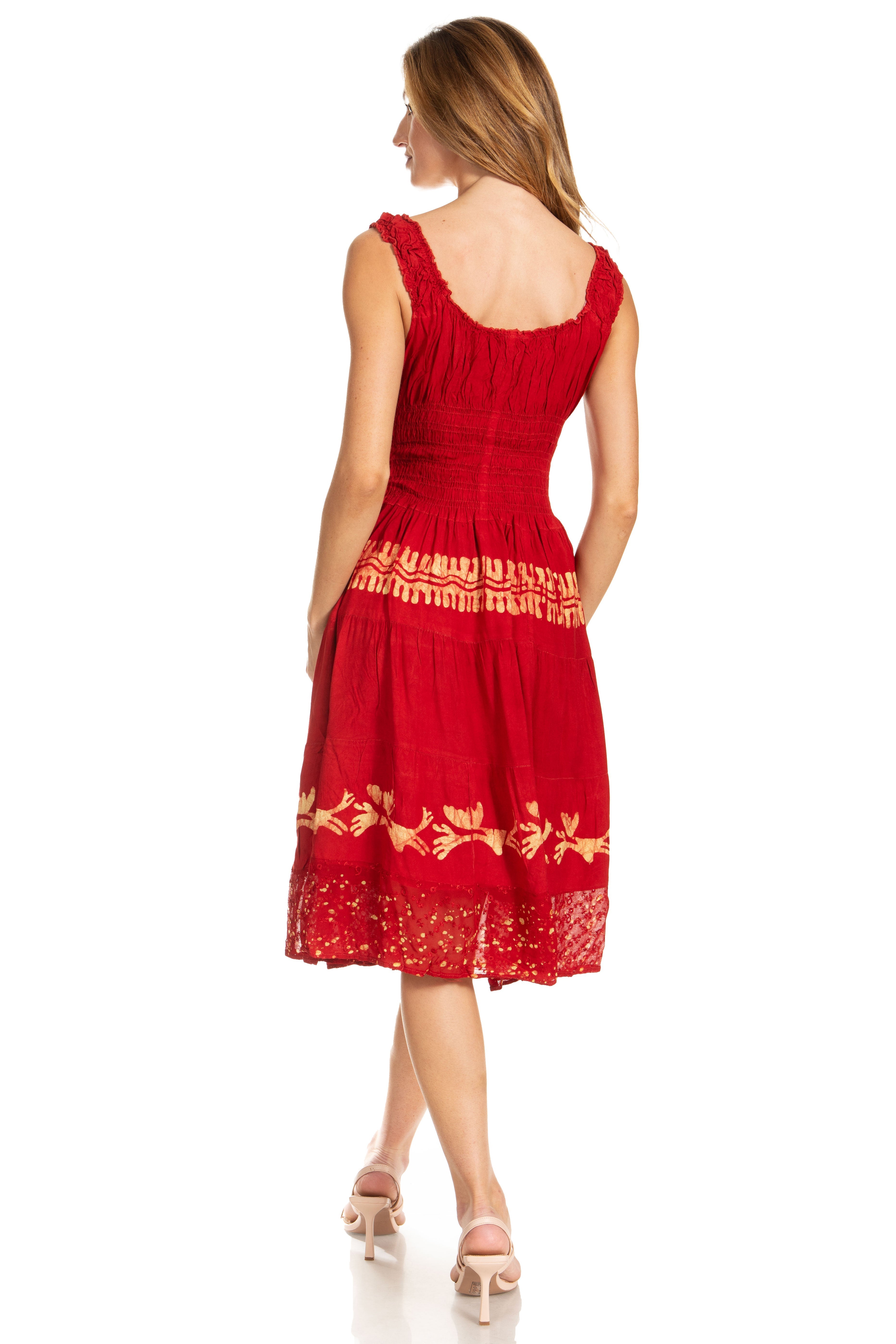 Sakkas - Alba Off The Shoulder Smock Ruffle Midi Dress