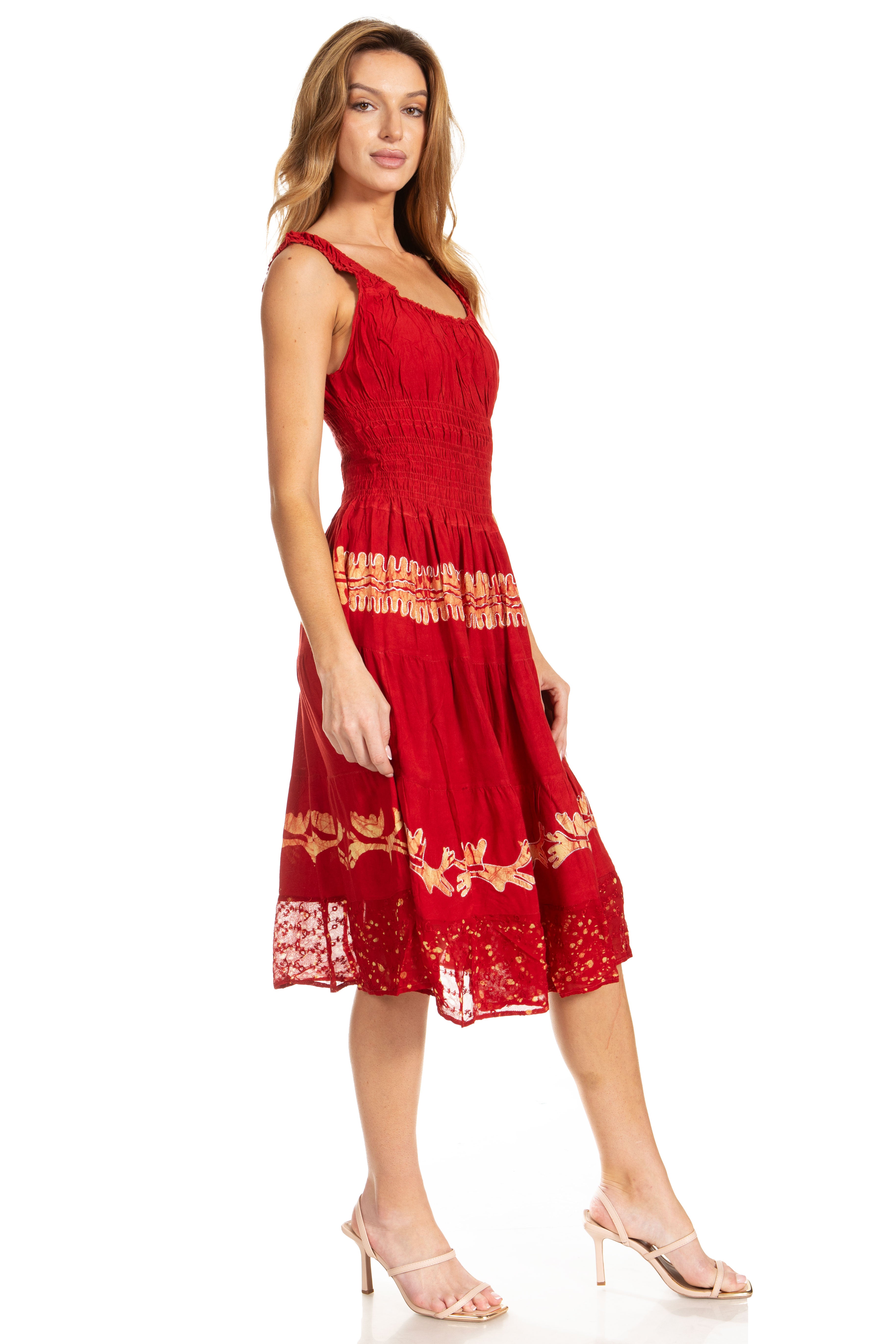Sakkas - Alba Off The Shoulder Smock Ruffle Midi Dress