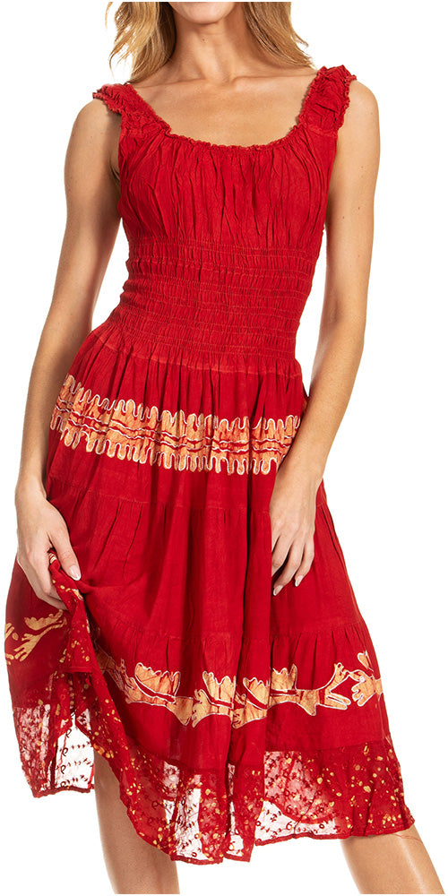 Sakkas - Alba Off The Shoulder Smock Ruffle Midi Dress
