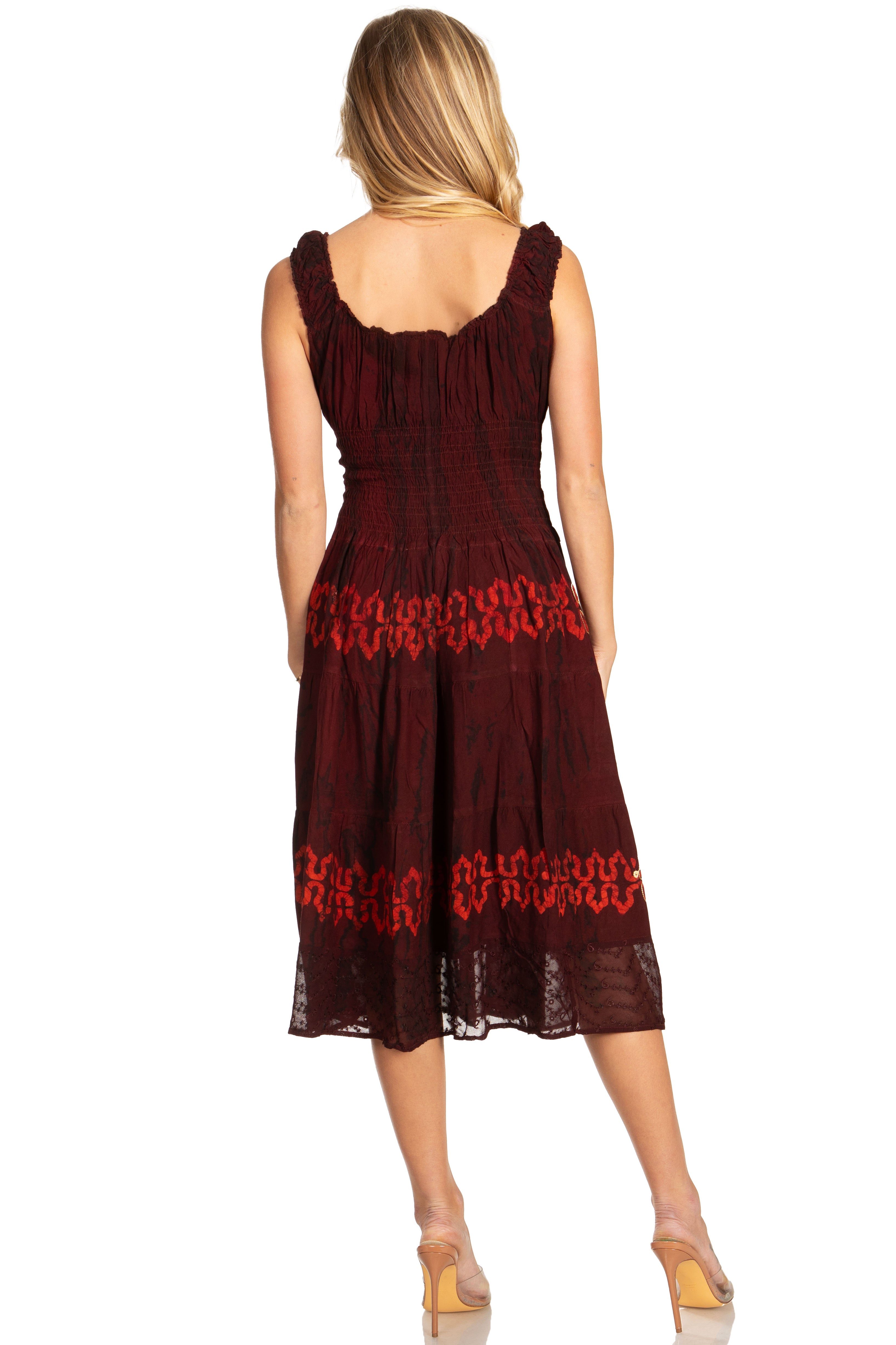 Sakkas - Alba Off The Shoulder Smock Ruffle Midi Dress