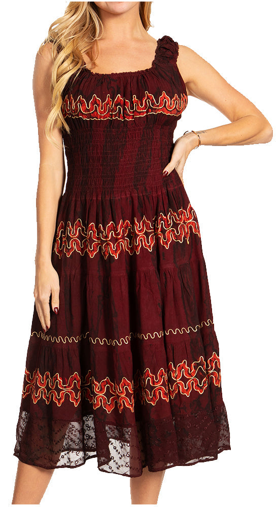 Sakkas - Alba Off The Shoulder Smock Ruffle Midi Dress